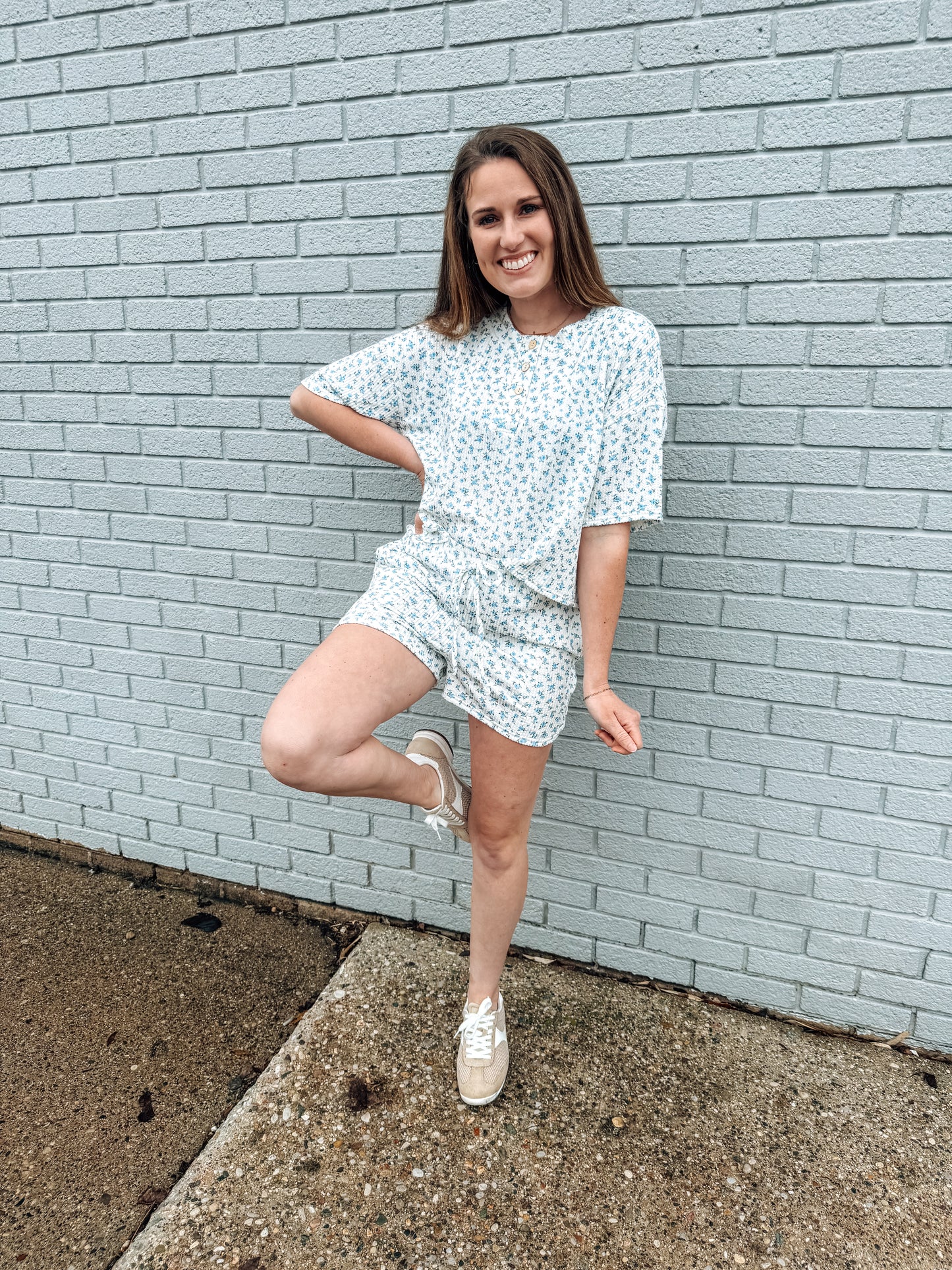 Cozy in Florals Drawstring Ribbed Shorts