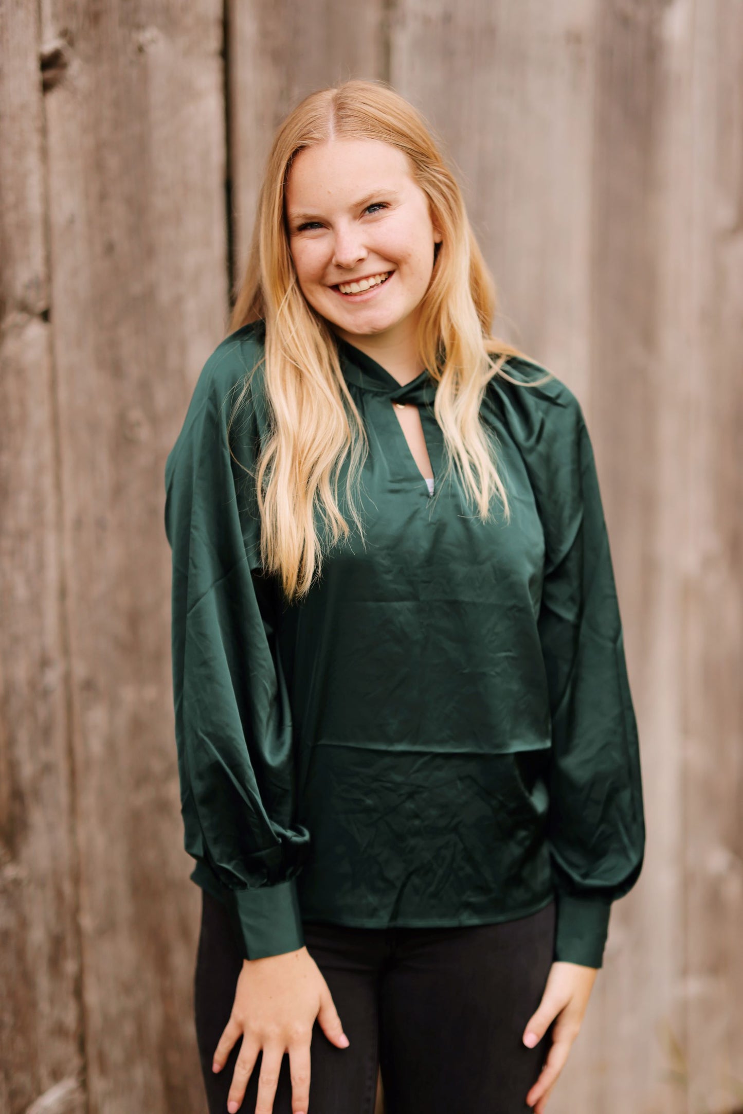 Serenity Silk Blouse-Hunter Green