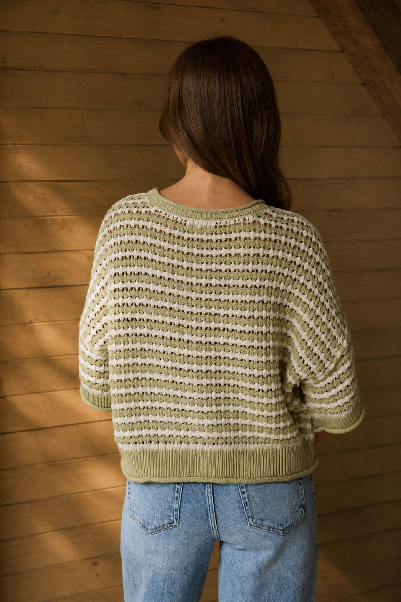 The Sadie Striped Knit Cardigan-Light Olive
