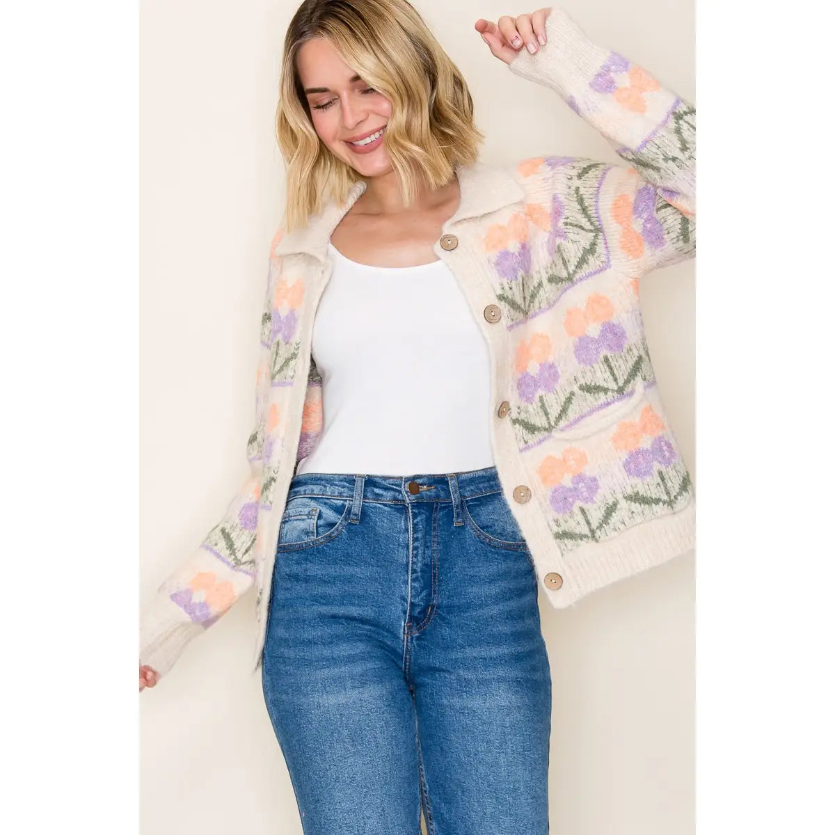 Enchanted Bloom Jacquard Cardigan (S-XL)