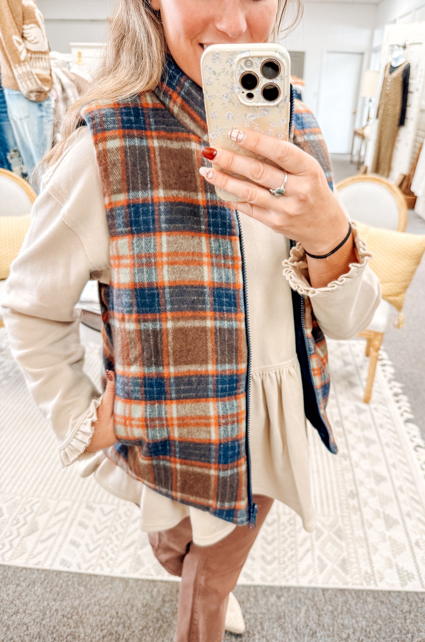 Plaid & Perfect Zip Reversible Vest (S-XL)