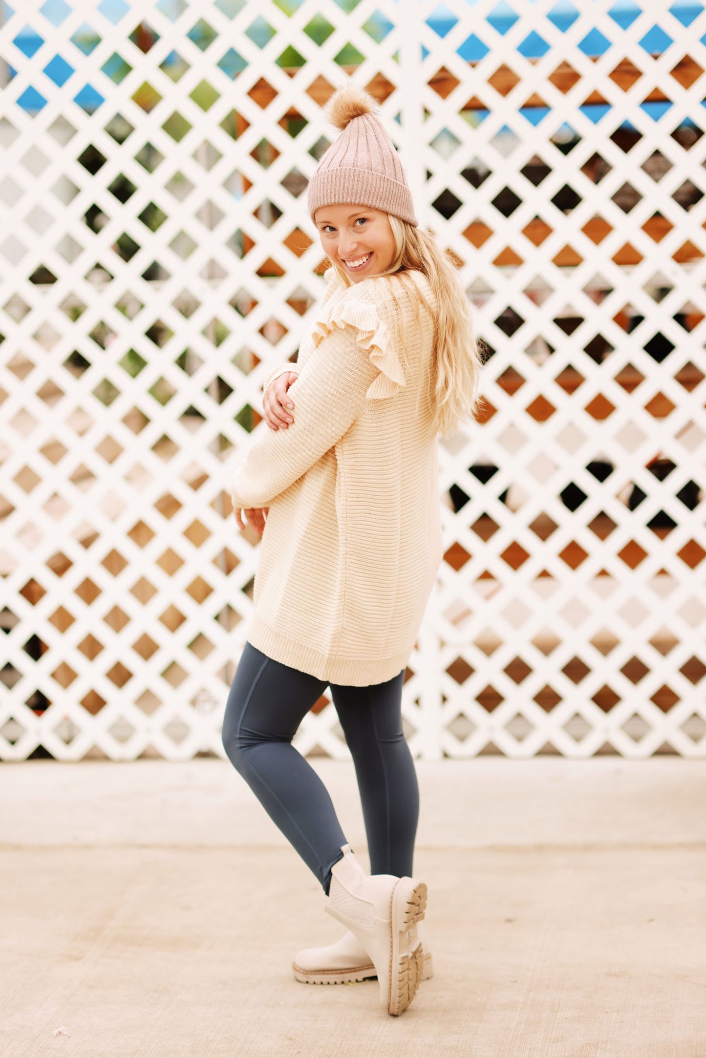 Warm Wishes Ruffled Shoulder Sweater