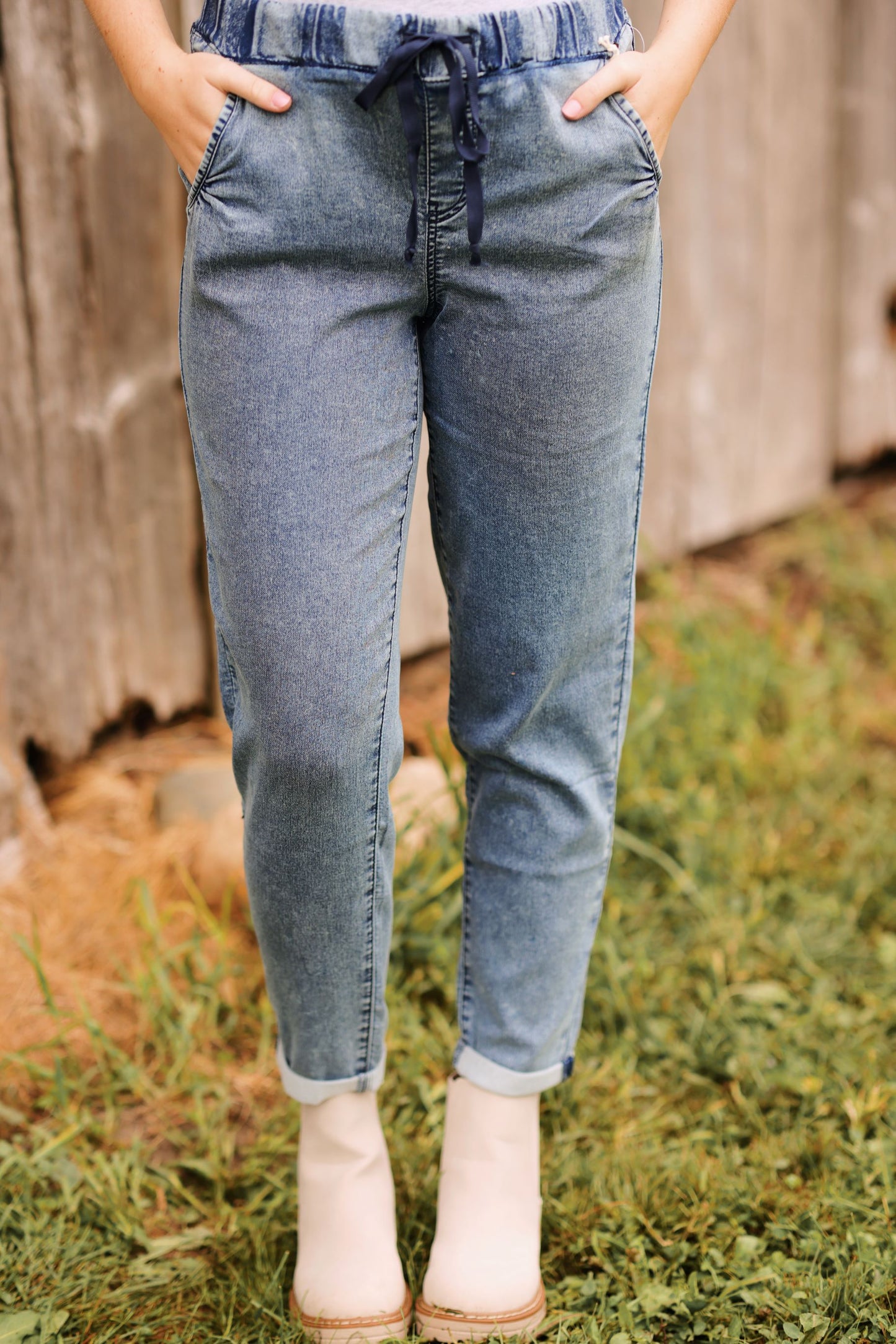 Vintage Days Denim Joggers-Blue (S-XL)