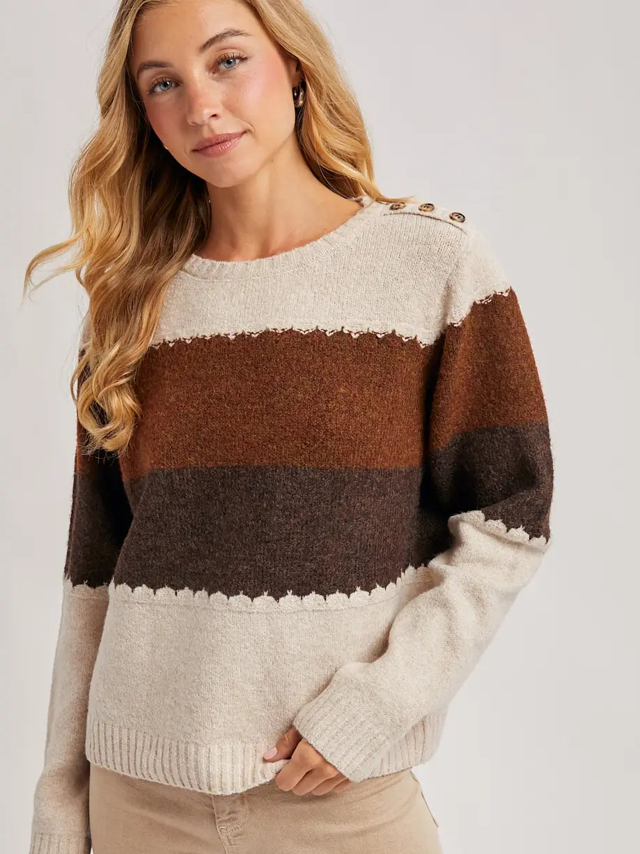 Toffee Swirl Striped Sweater
