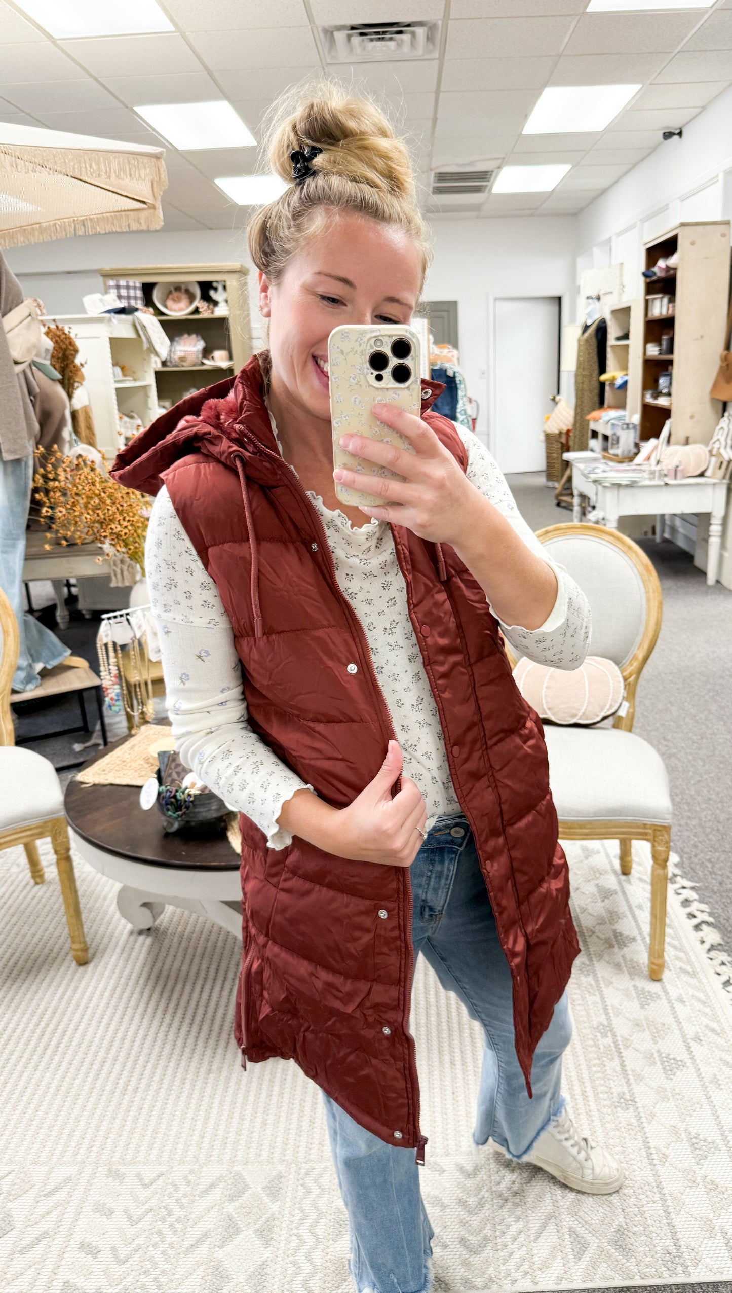 Keepin' Warm Puff Vest-Brick (S-XL)