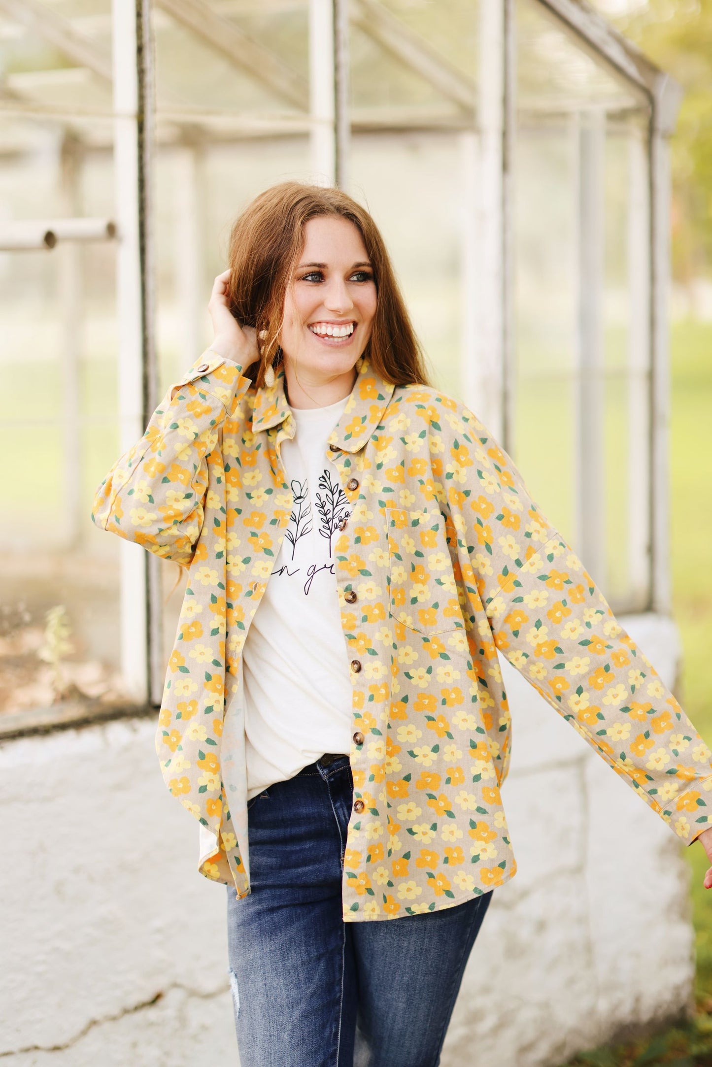Daisy Delight Denim Button Up