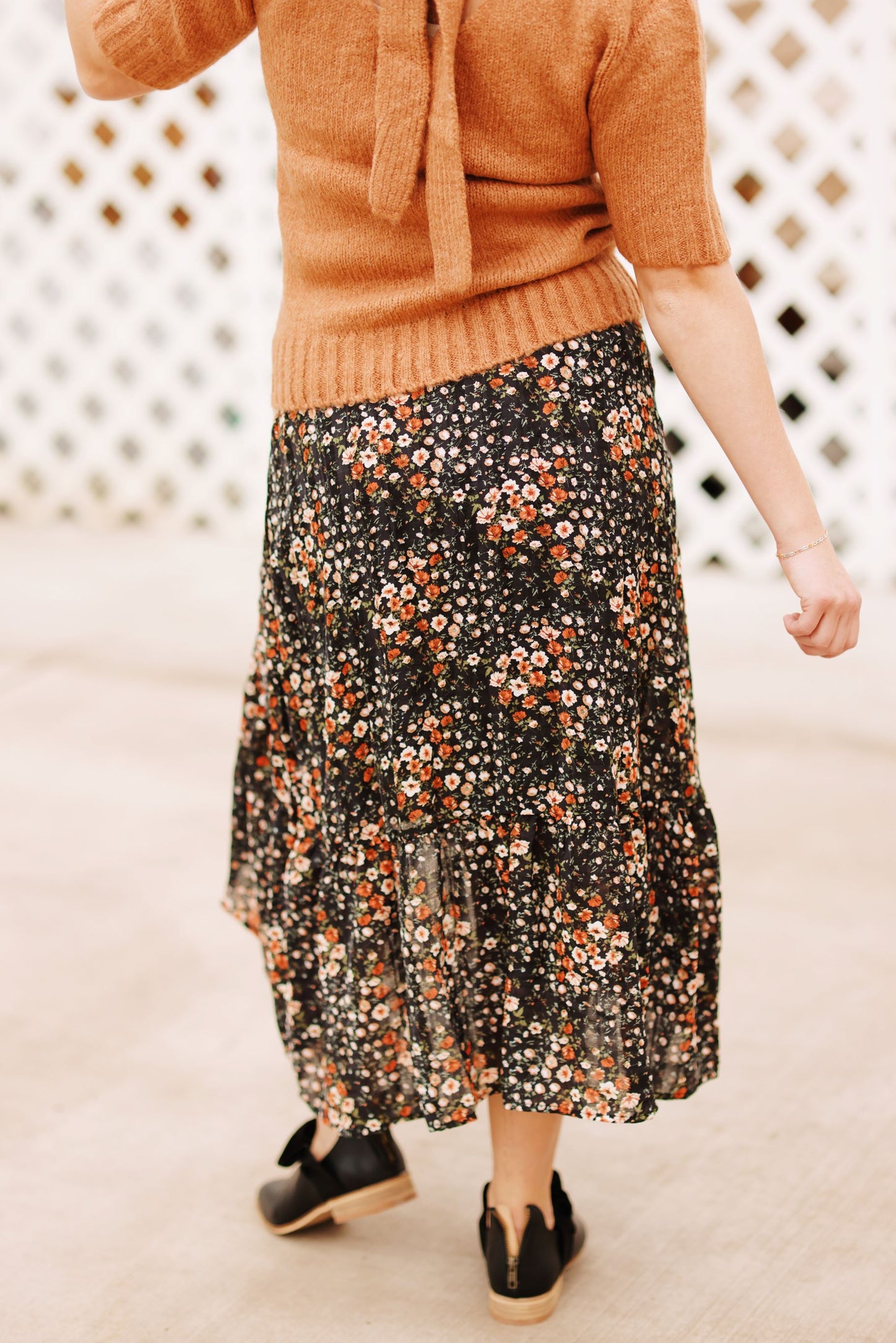 Flower Power Asymetrical Midi Skirt (S-3X)
