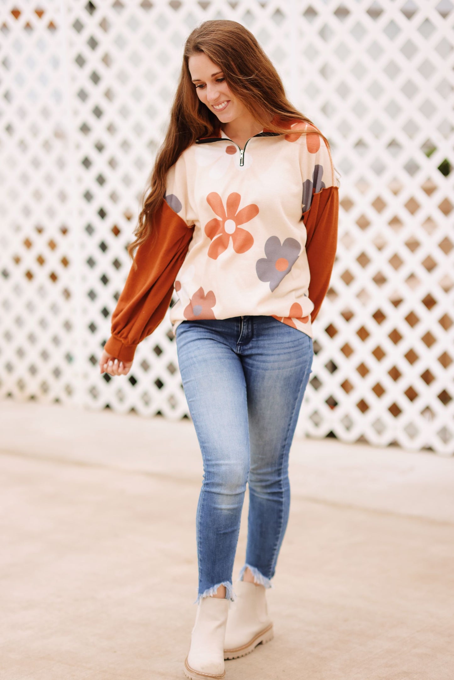 Better View Floral Half Zip Pullover