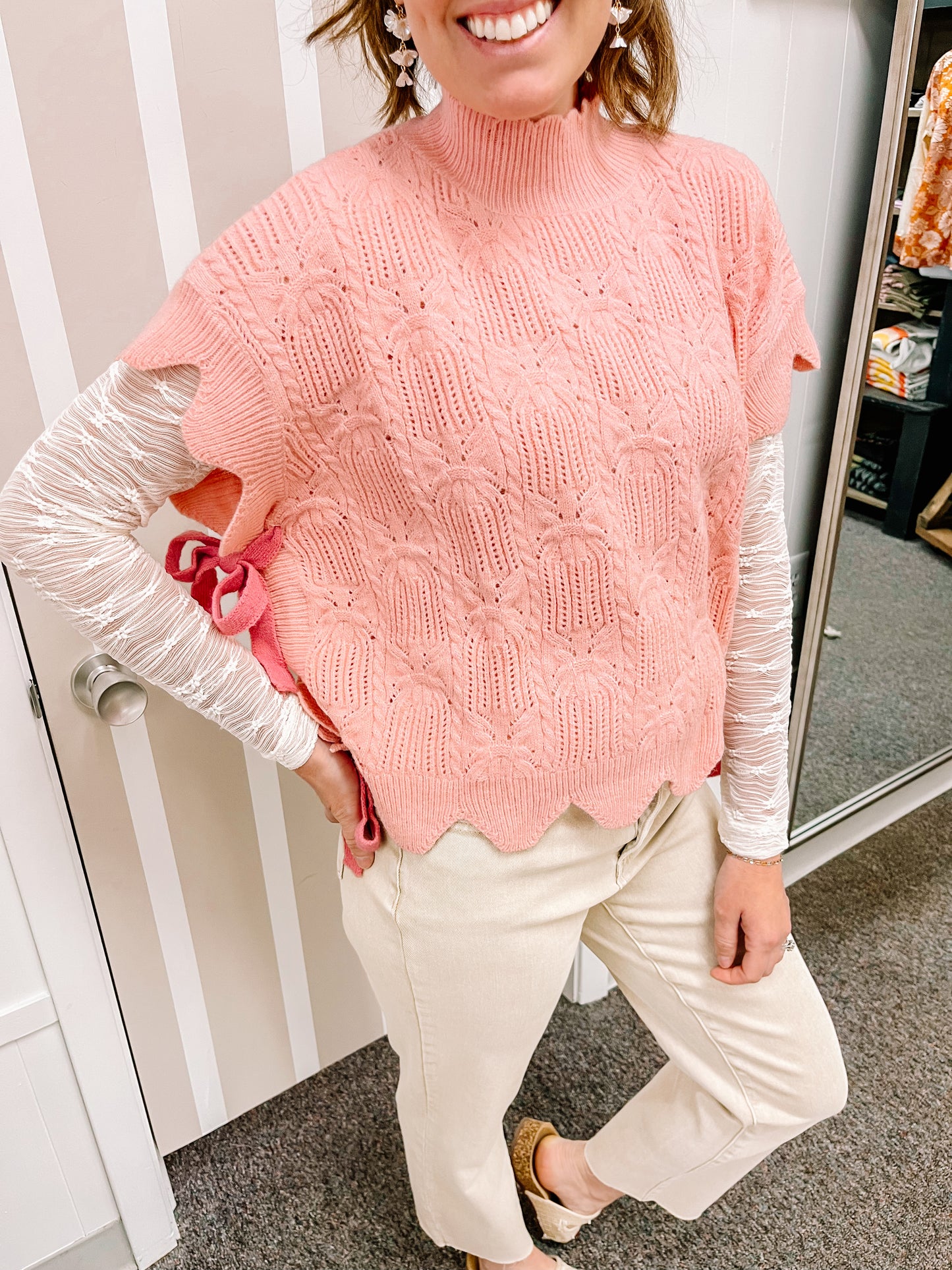 Shades of Pink Side Tie Sweater Vest