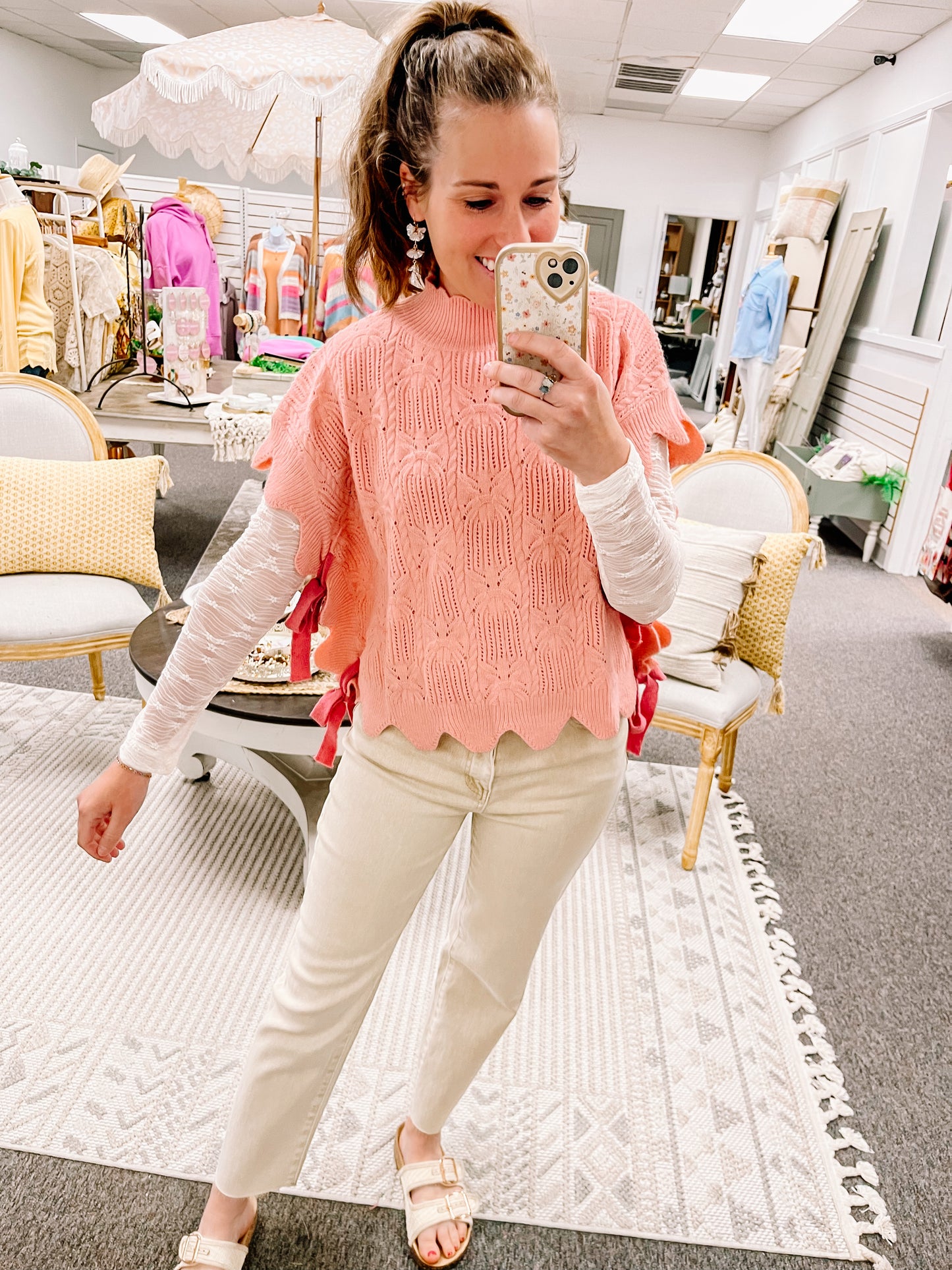 Shades of Pink Side Tie Sweater Vest