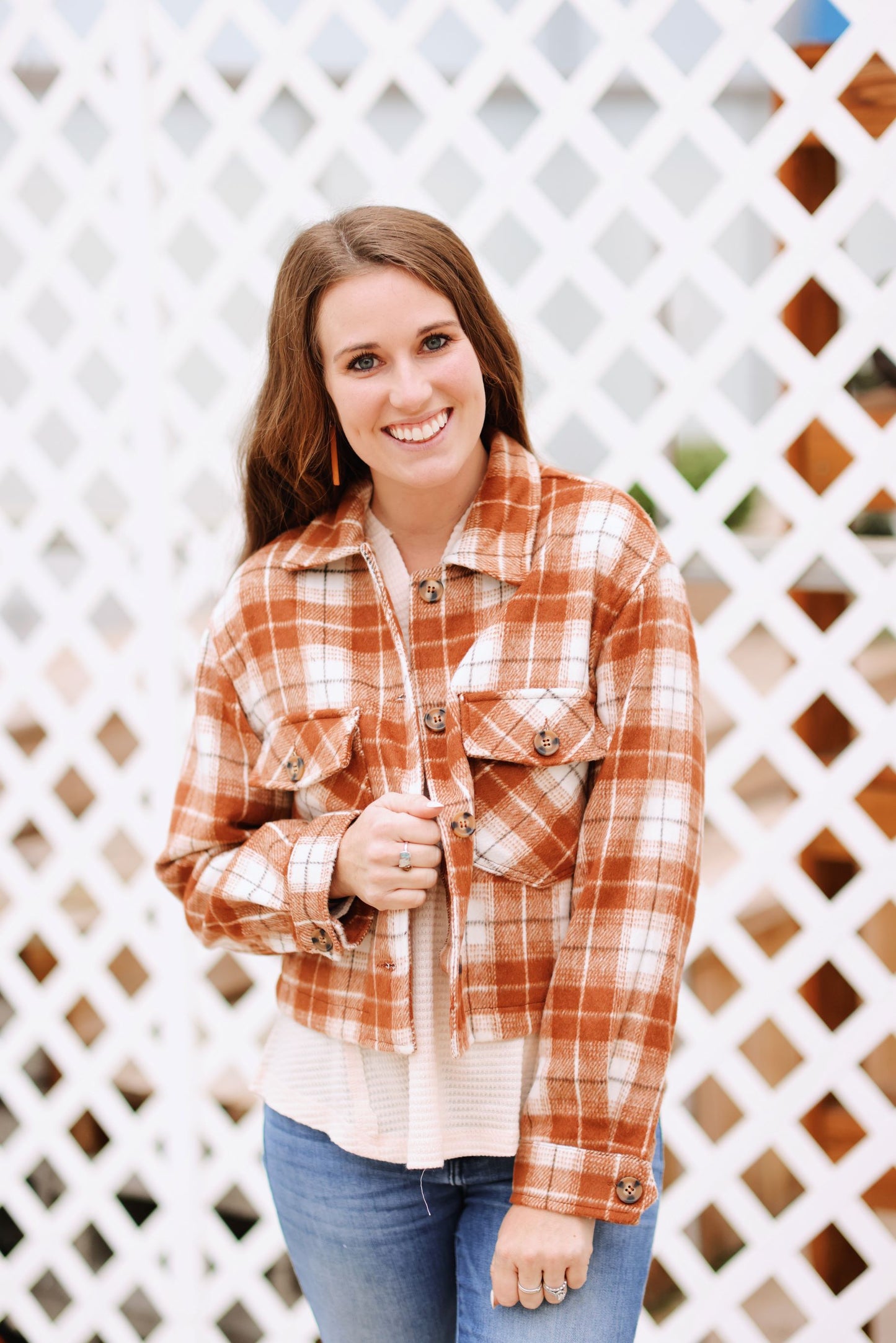 Breezy in Fall Shacket-Rust Multi
