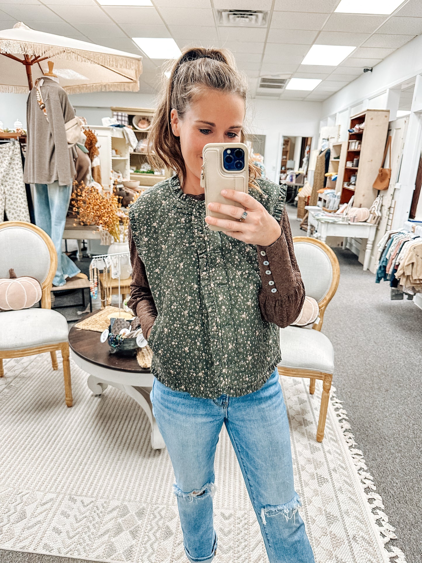Evergreen Eve Floral Vest (S-XL)