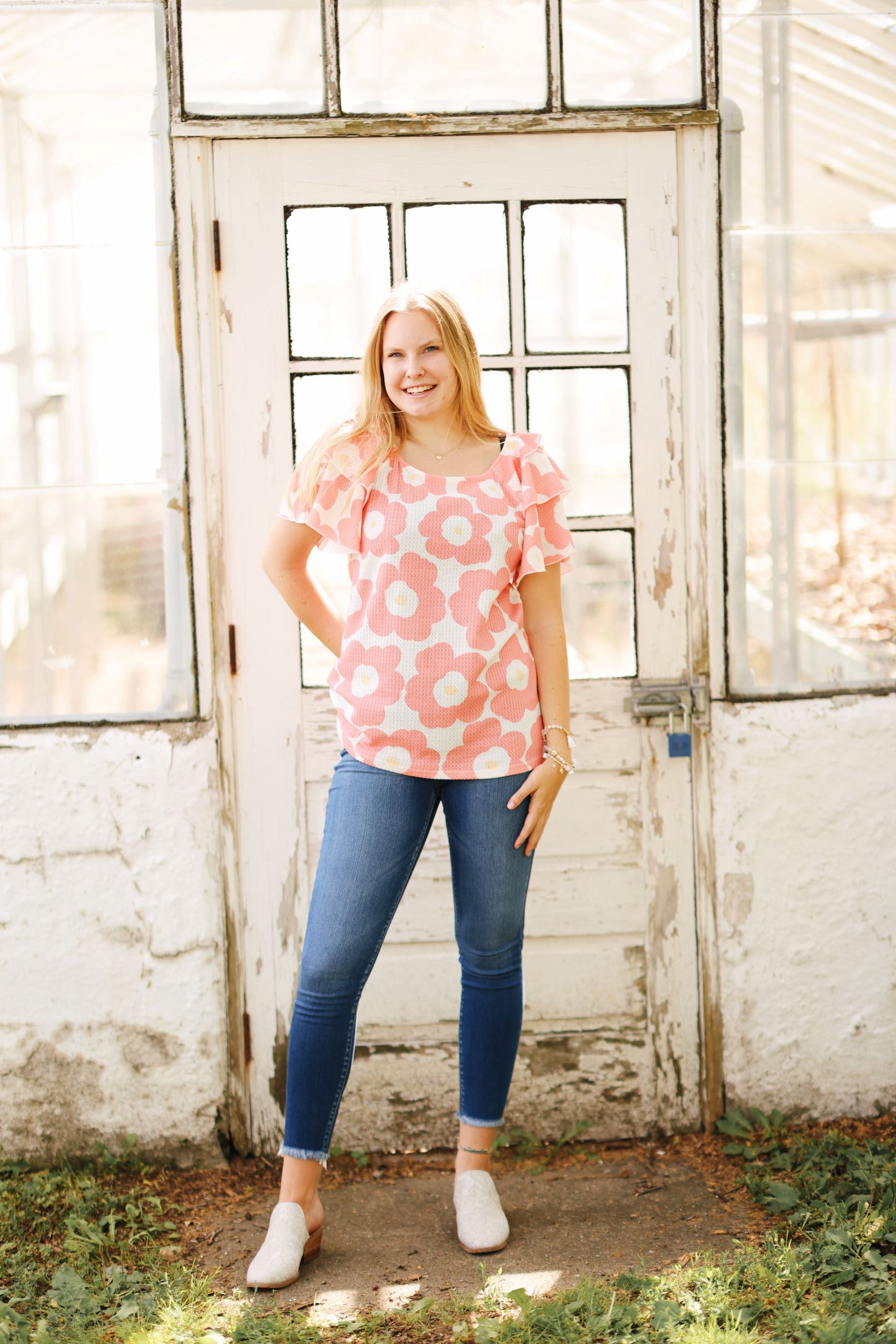 Delightful Blooms Waffle knit Top (S-XL)