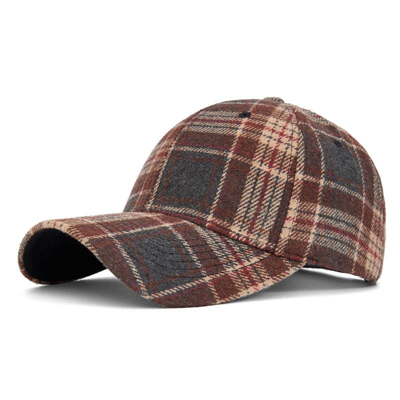 Wool Blend Checkered Baseball Cap