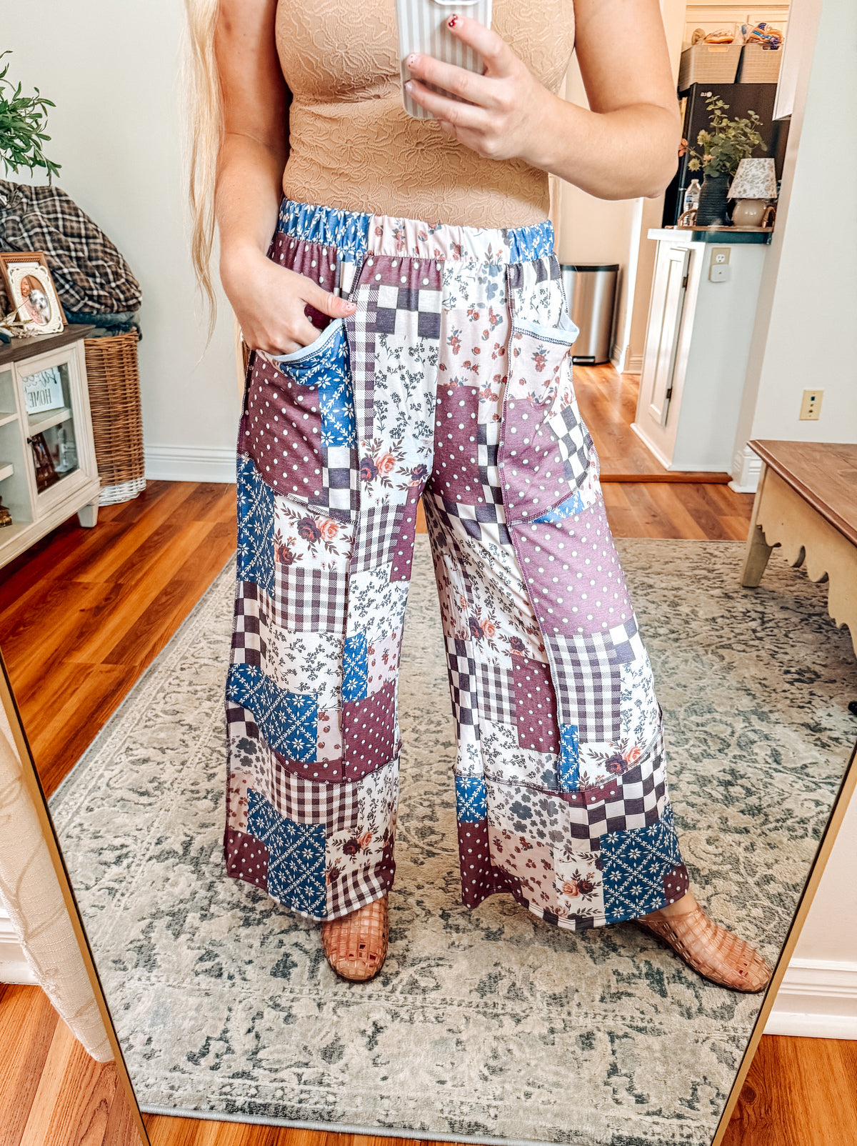 Penny Patchwork Floral French Terry Pants