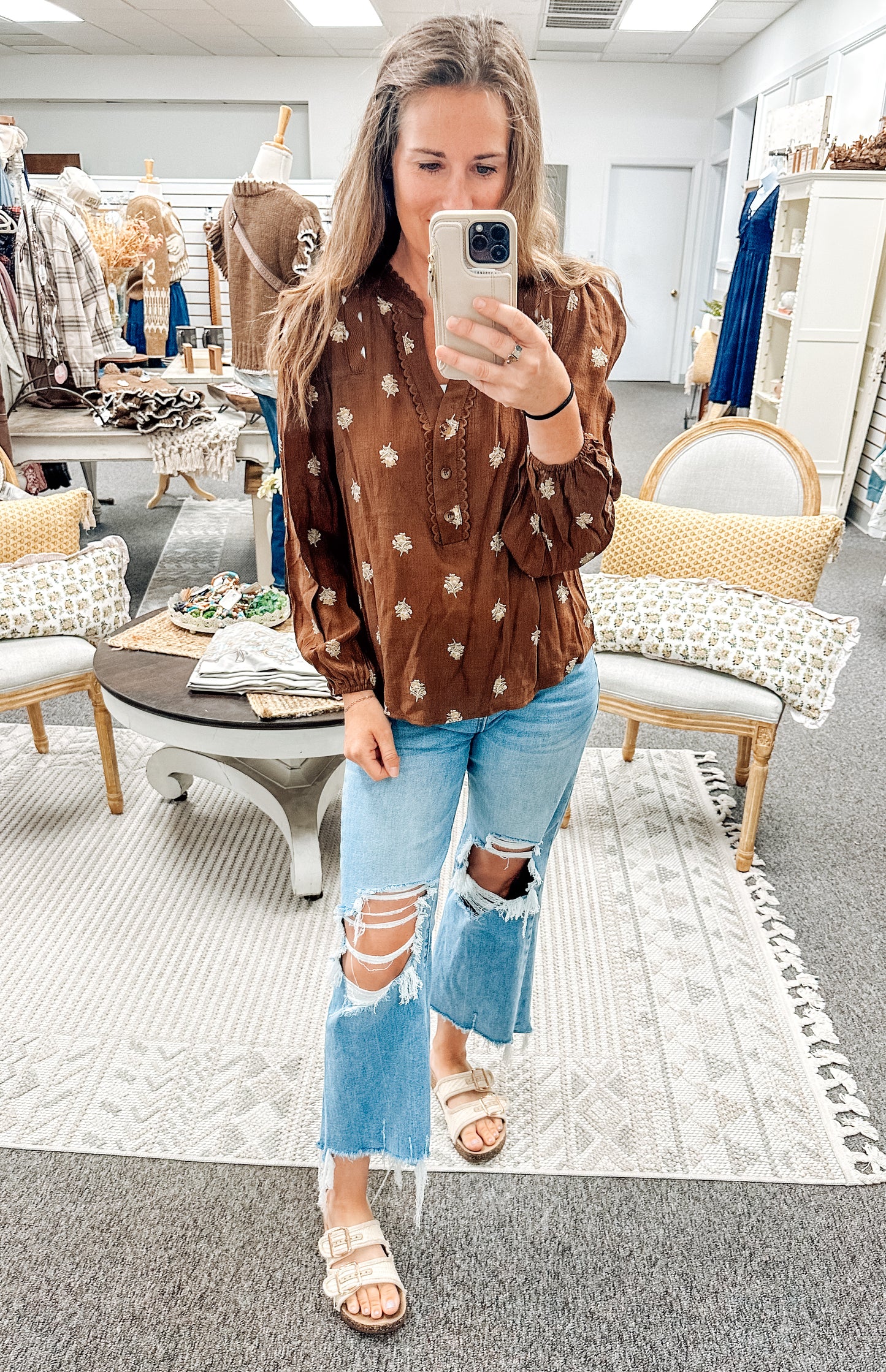 Great Escape Blouse-Brown