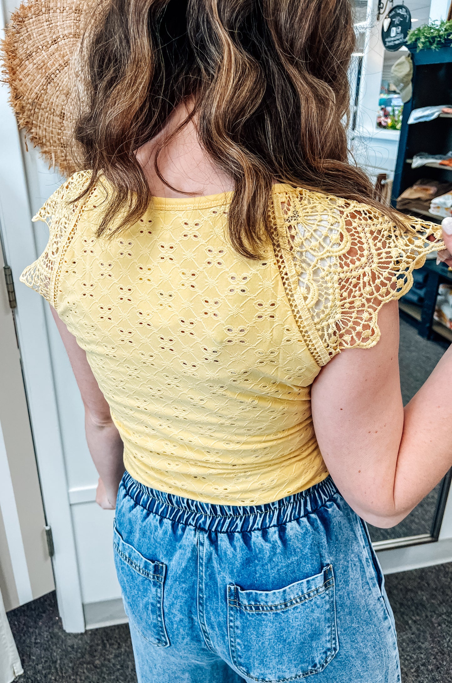 Golden Magnolia Eyelet Blouse (S-3X)