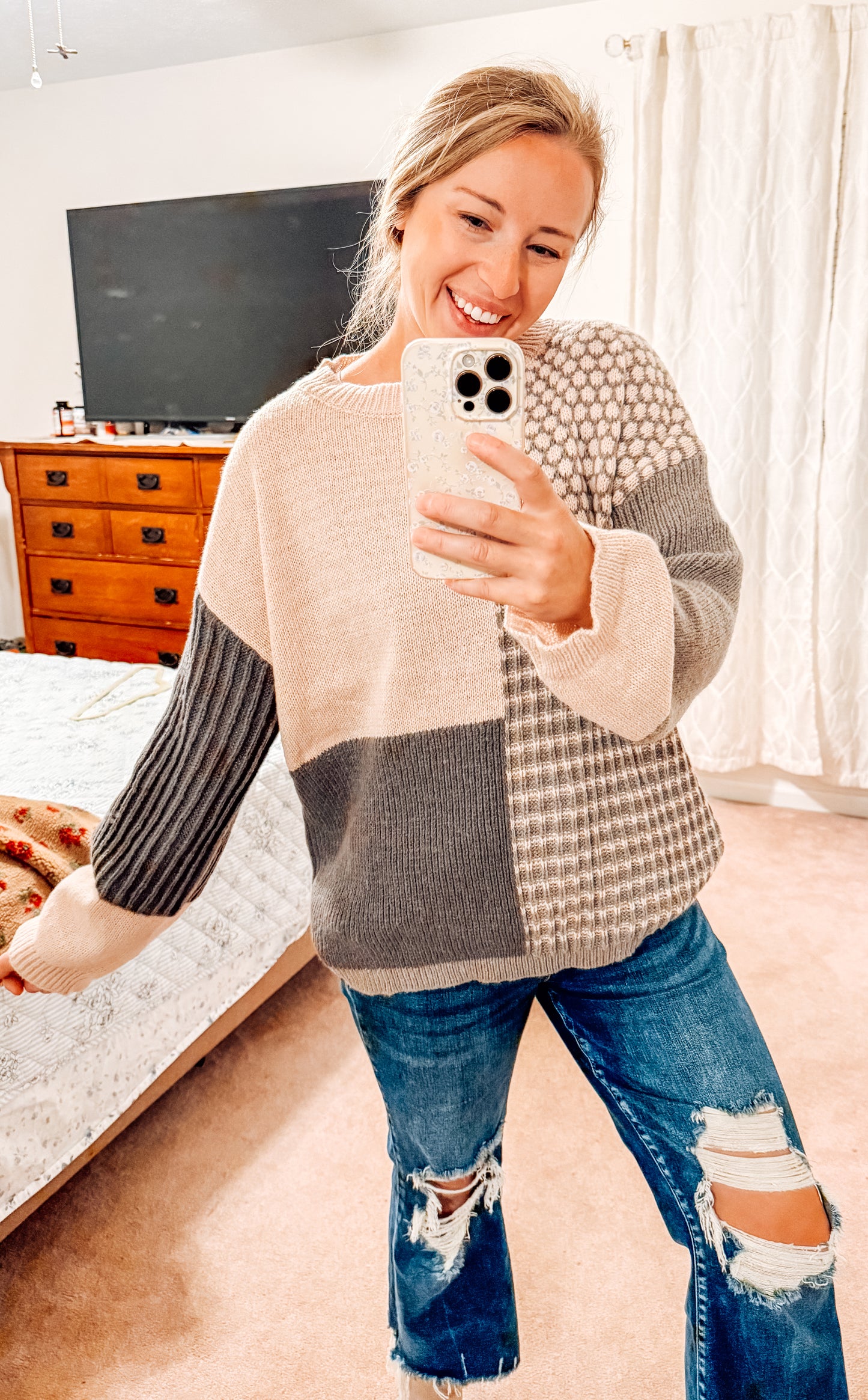 Foggy Mornings Colorblock Sweater (S-XL)