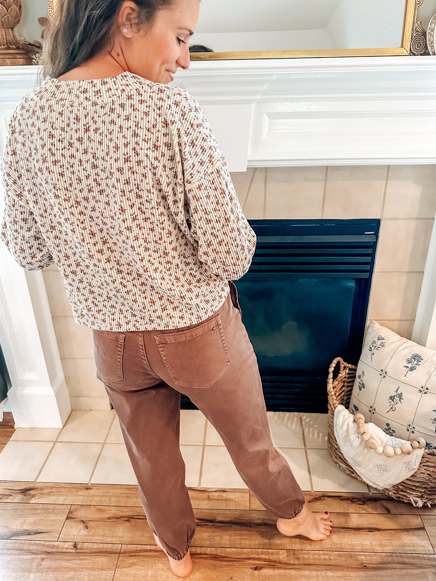 Rustic Bloom Waffle Knit Cardigan