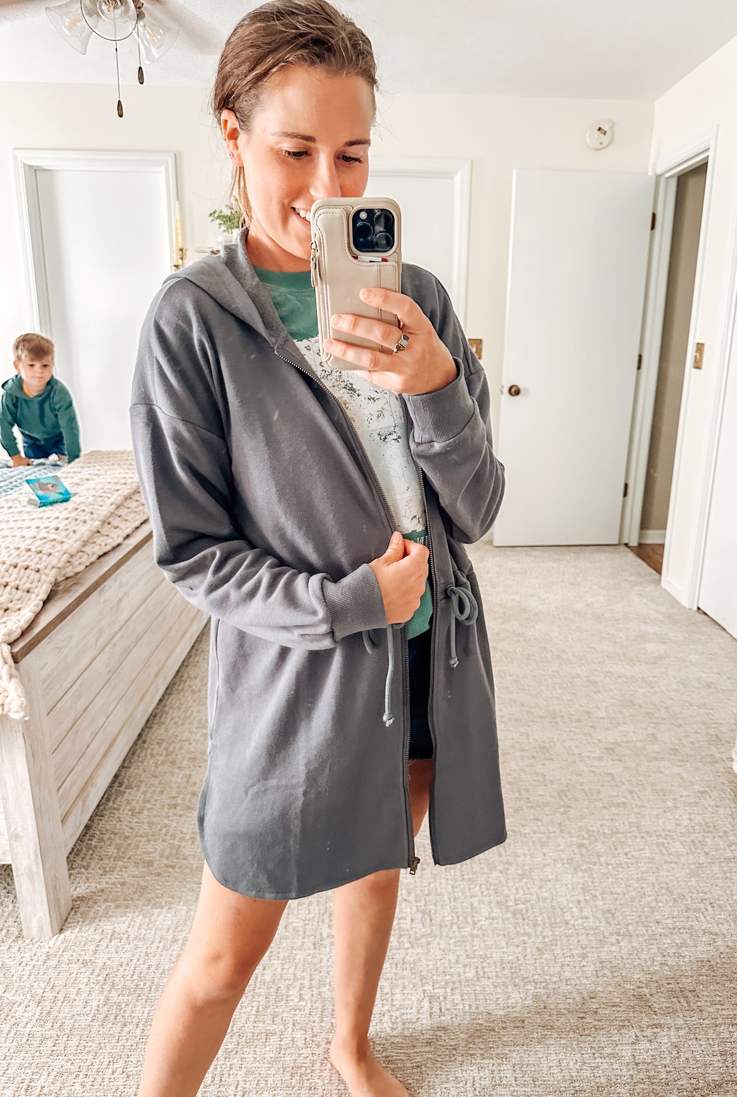 Pure Comfort Terry Hoodie Jacket-Light Gray (S-XL)