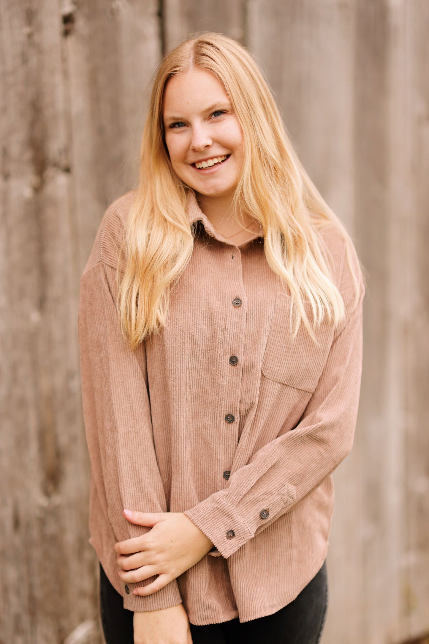 Style Me Chic Corduroy Button Up-Light Mocha (S-3X)