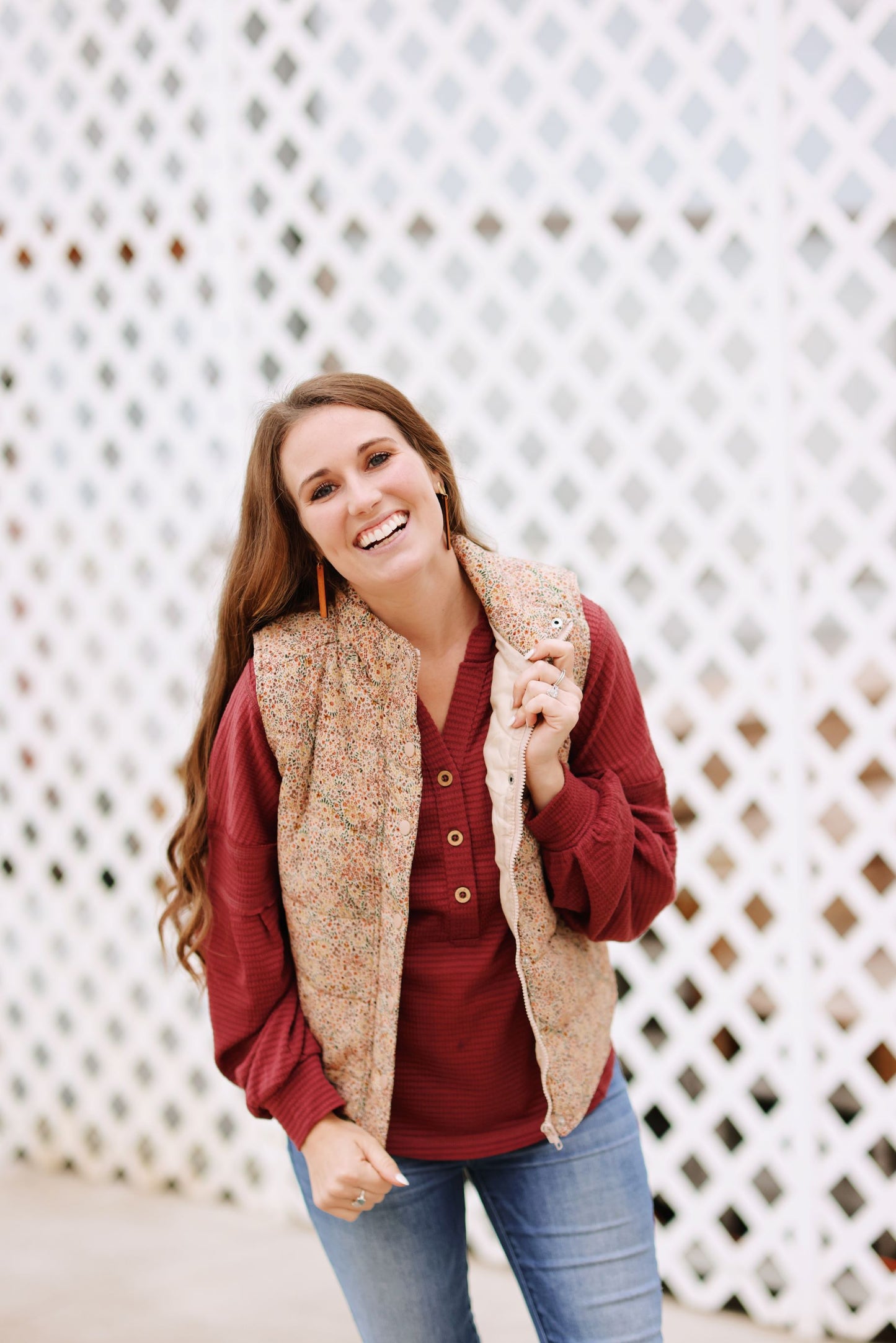 Simply Flourishing Floral Puff Vest