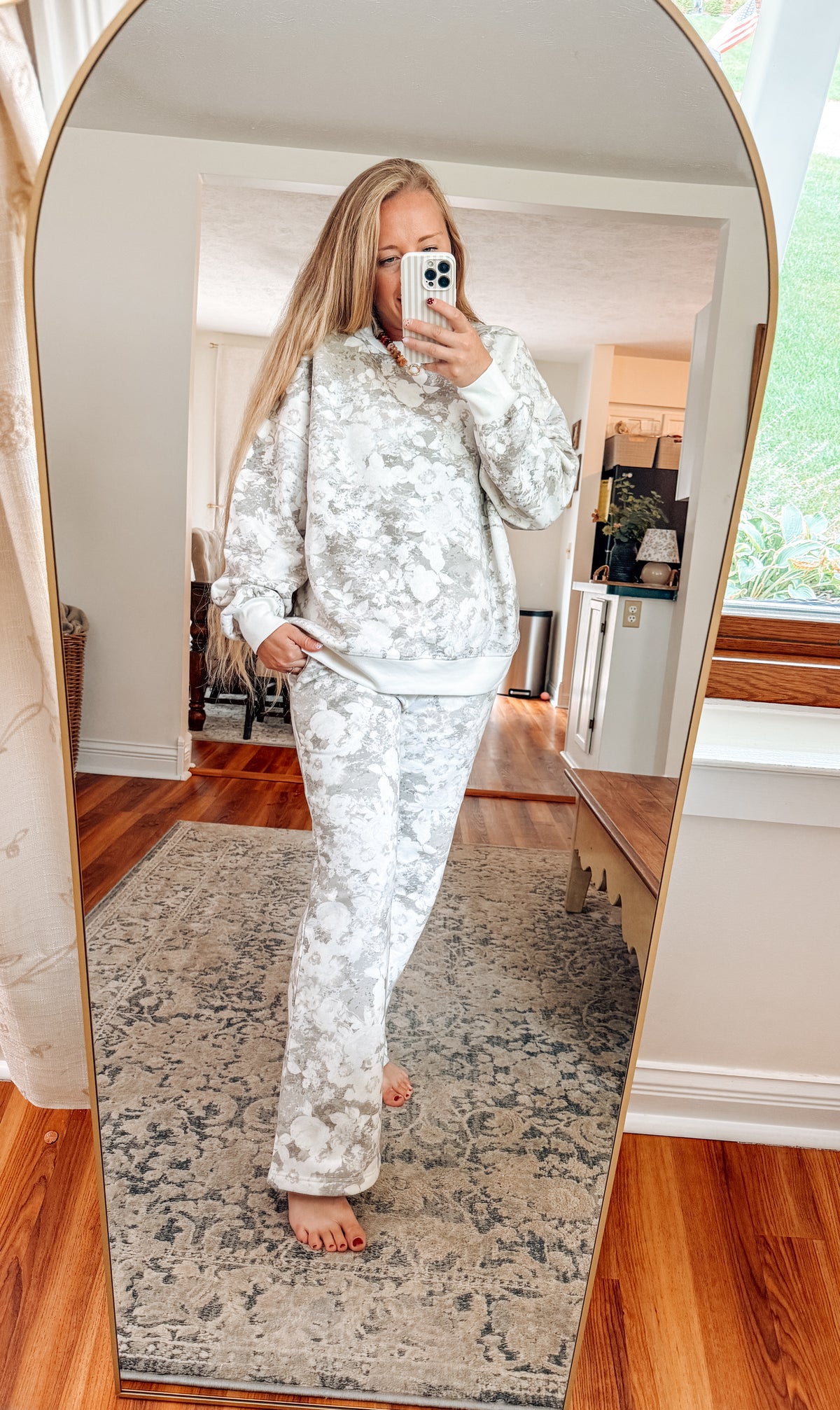Floral Wash Boxy Crew Knit Top