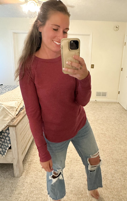 Waffle Knit Weather-Cabernet (S-3X)