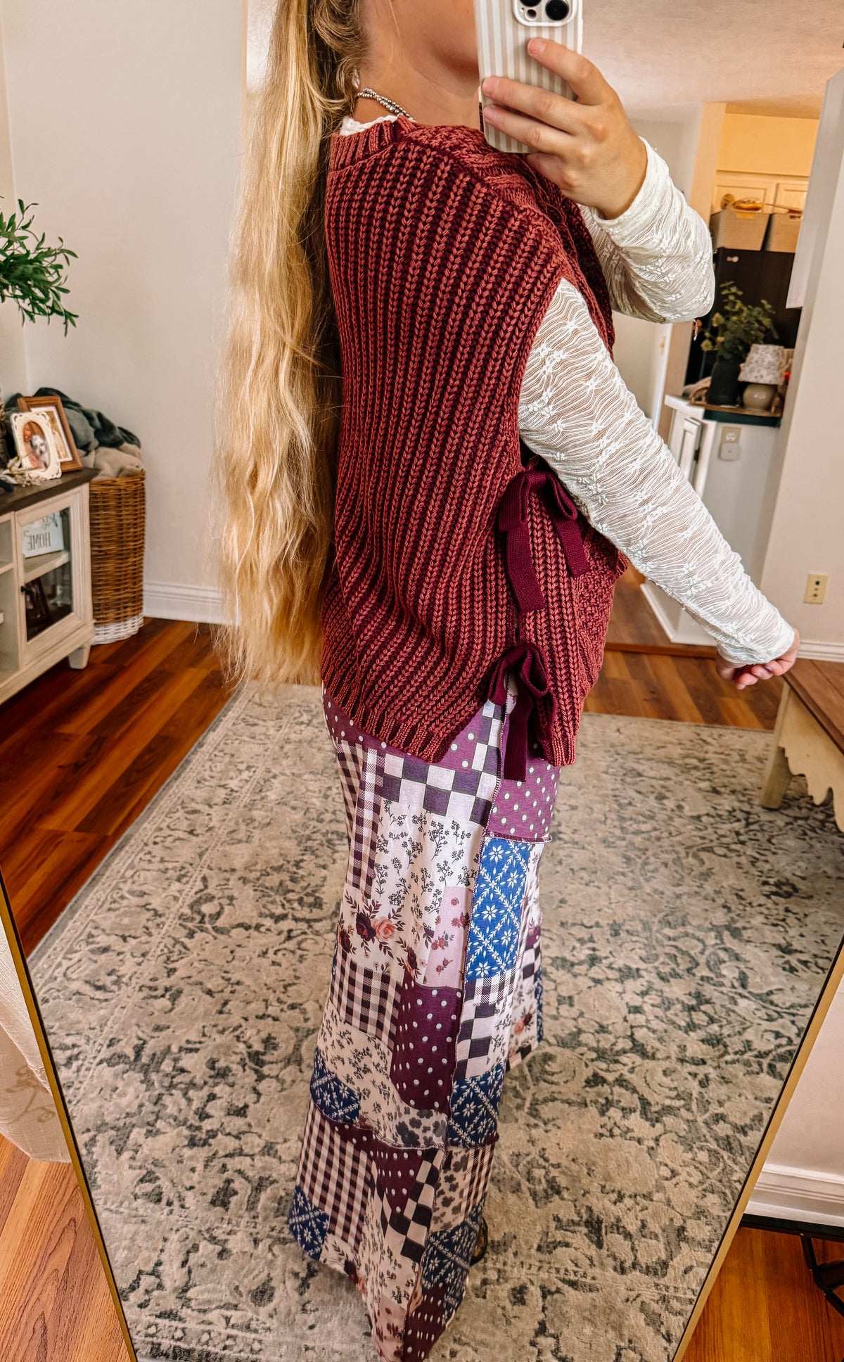 Crimson & Cozy Cable Knit Vest (S-XL)