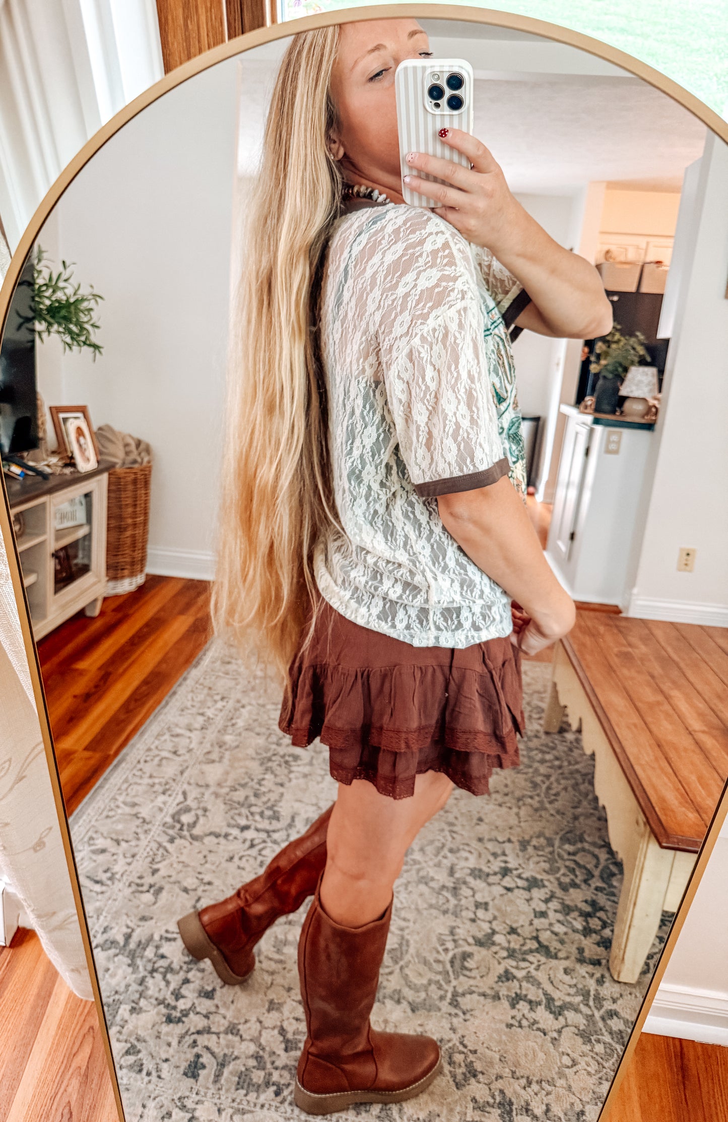 Fall Romance Lace Trim Skort
