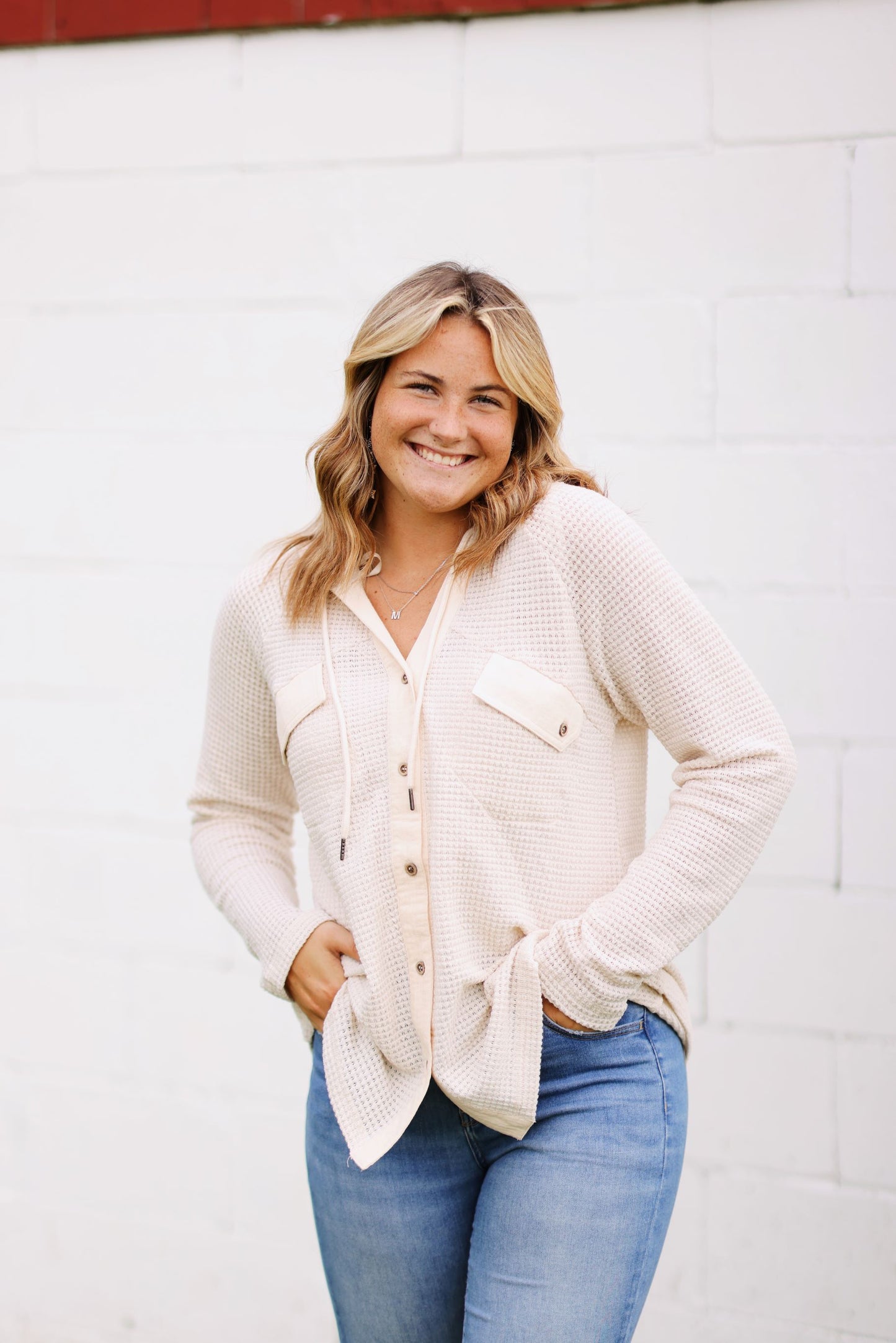 Evergreen Waffle Knit Button Up (2 colors)
