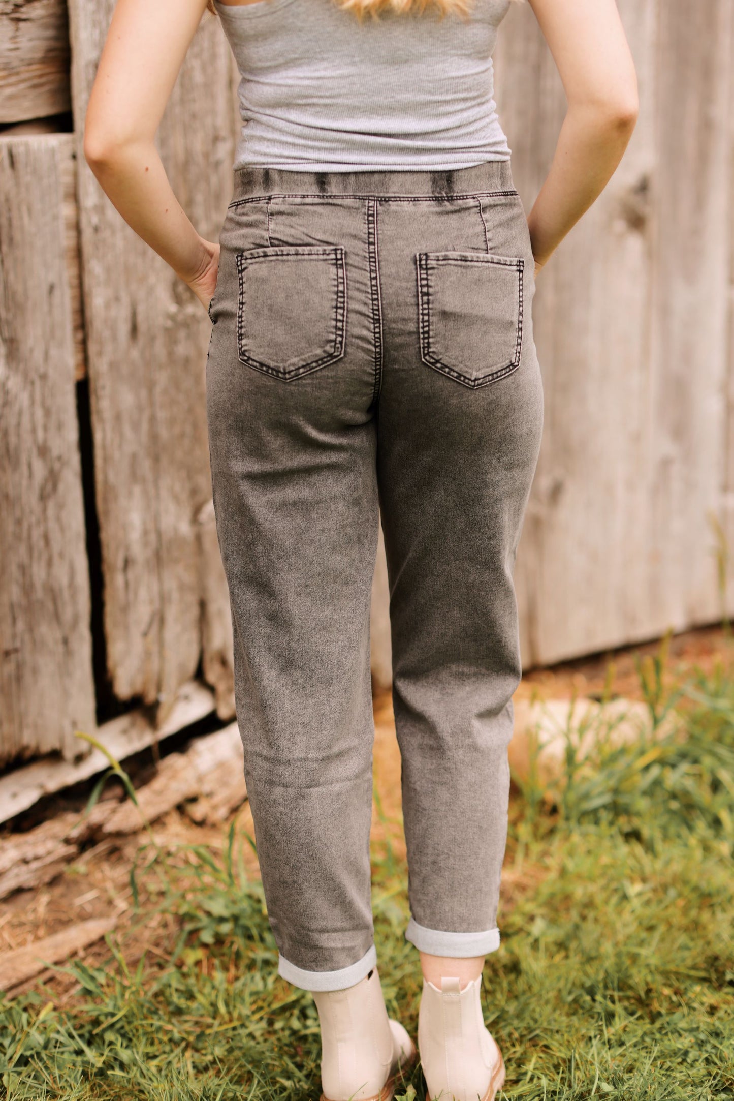 Vintage Days Denim Joggers-Black (S-XL)