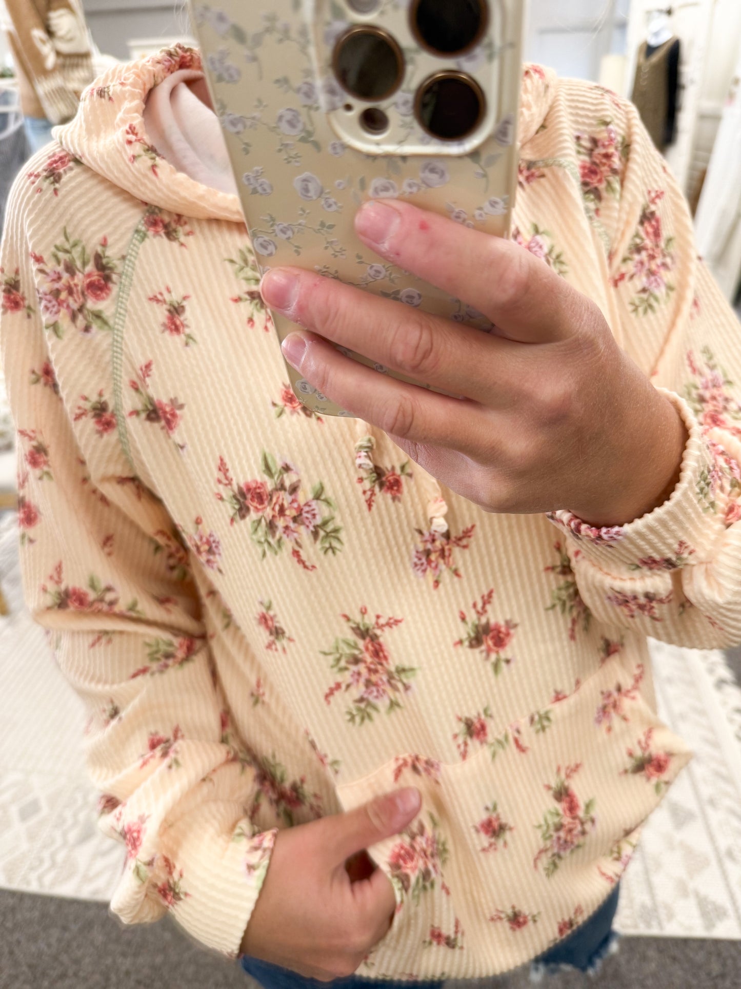 Field of Blooms Ribbed Hoodie (S-XL)