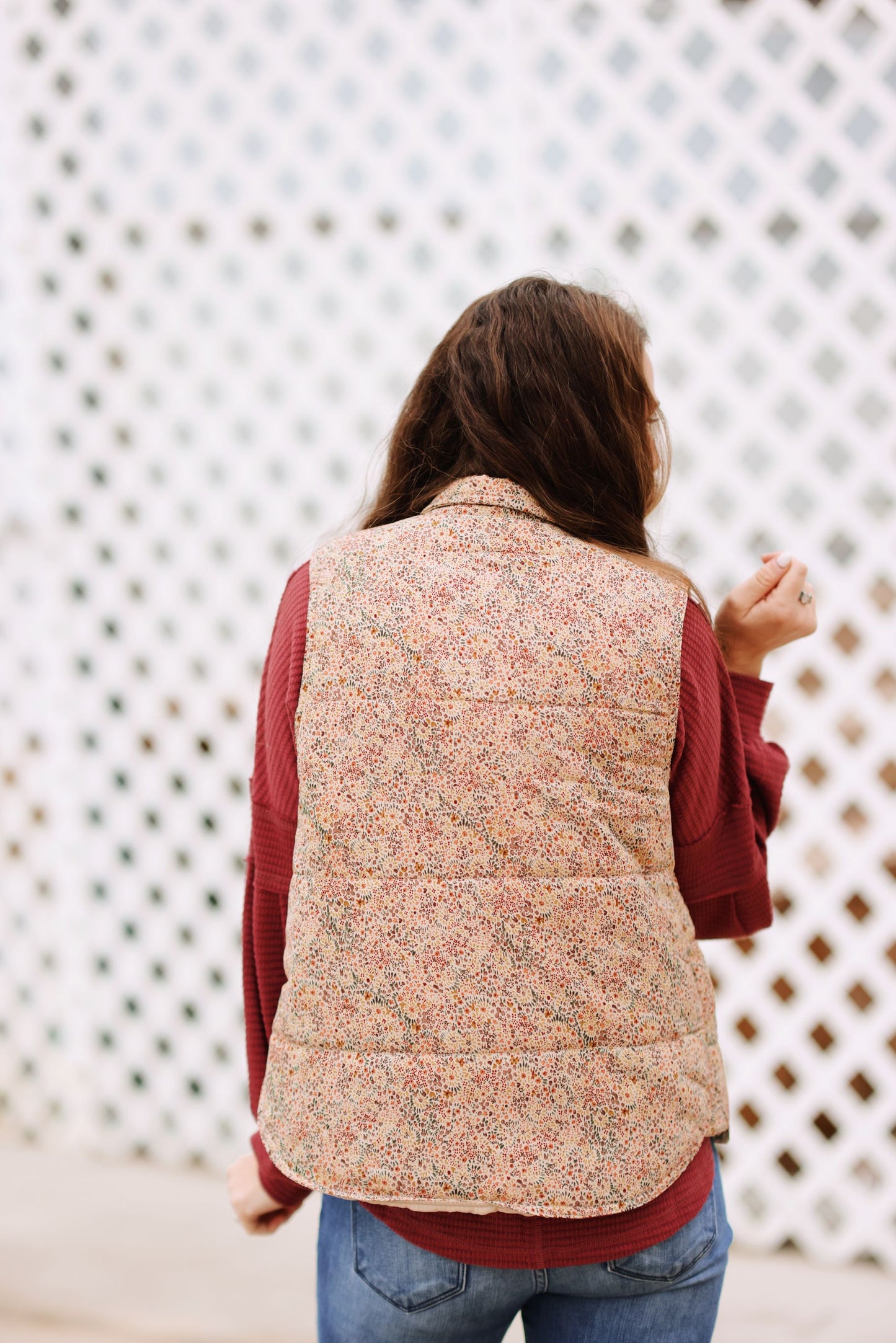 Simply Flourishing Floral Puff Vest
