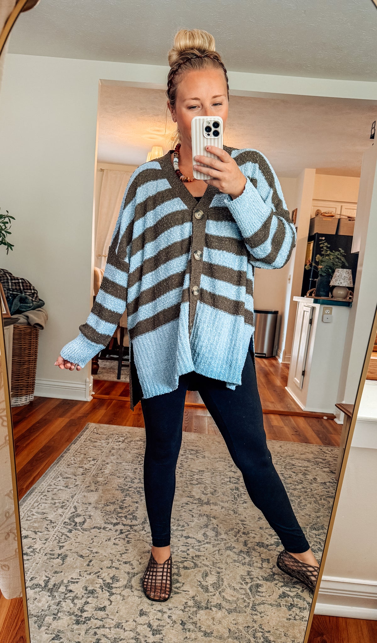 Mountain Mornings Striped VNeck Cardigan