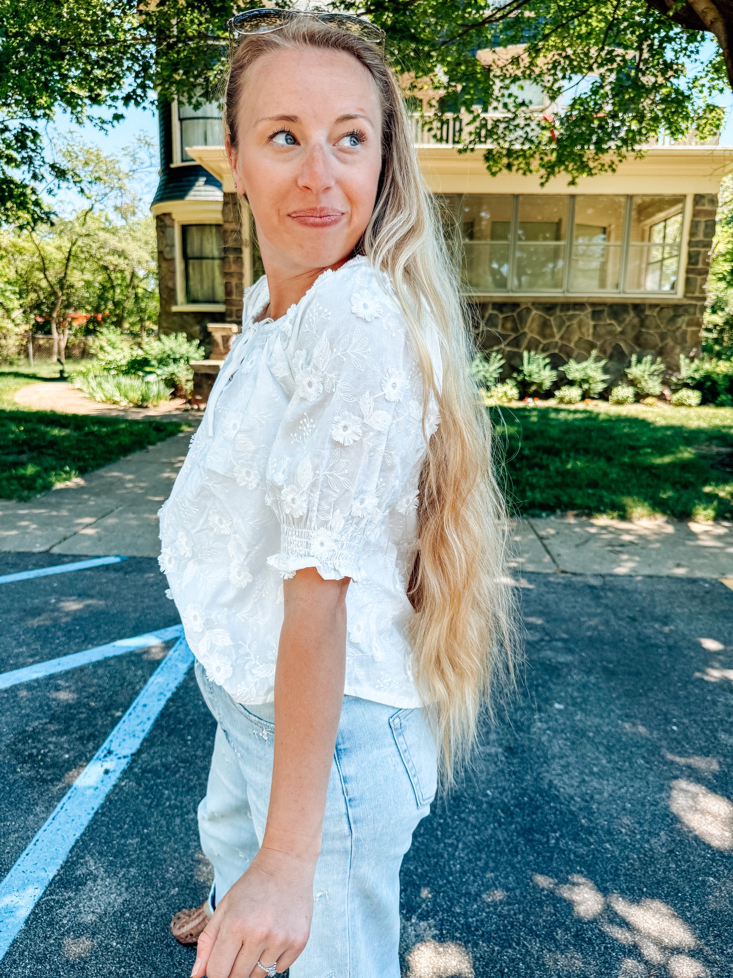 The Emery Embroidered Floral Blouse