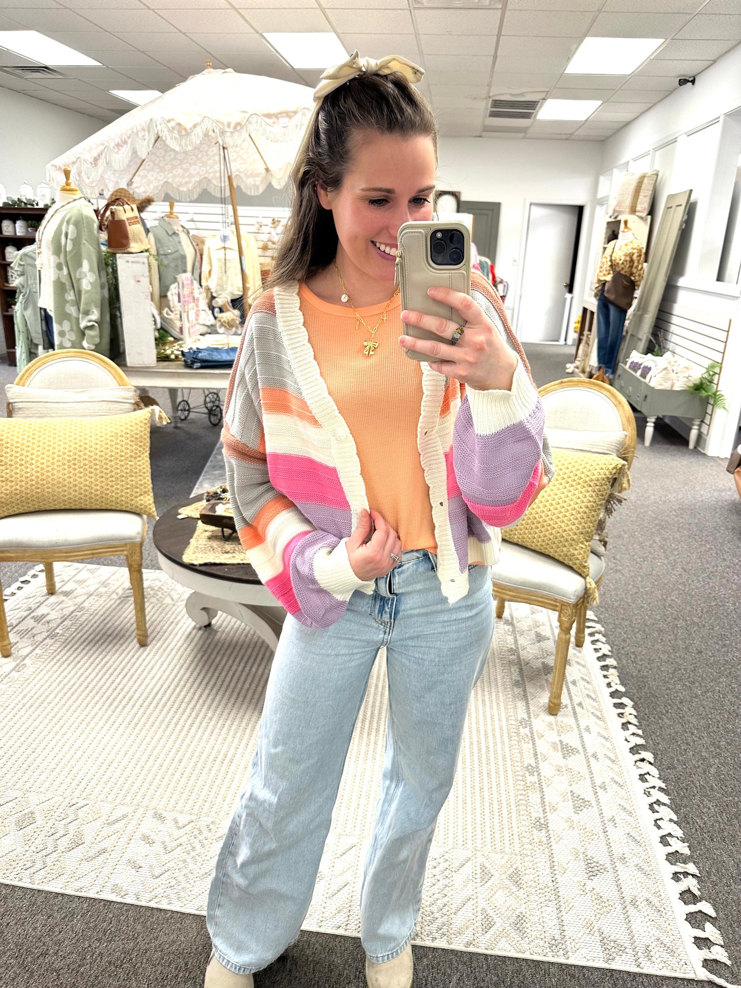 Sunlit Striped Knit Cardigan