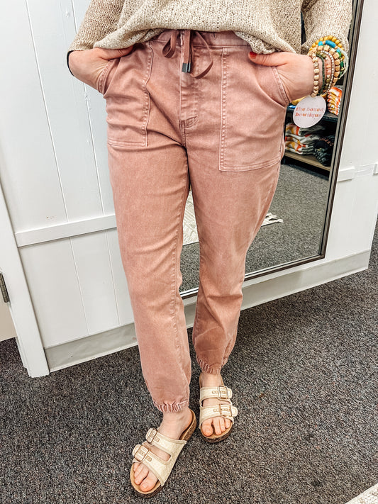 Petal Soft High Rise Jogger-Mauve