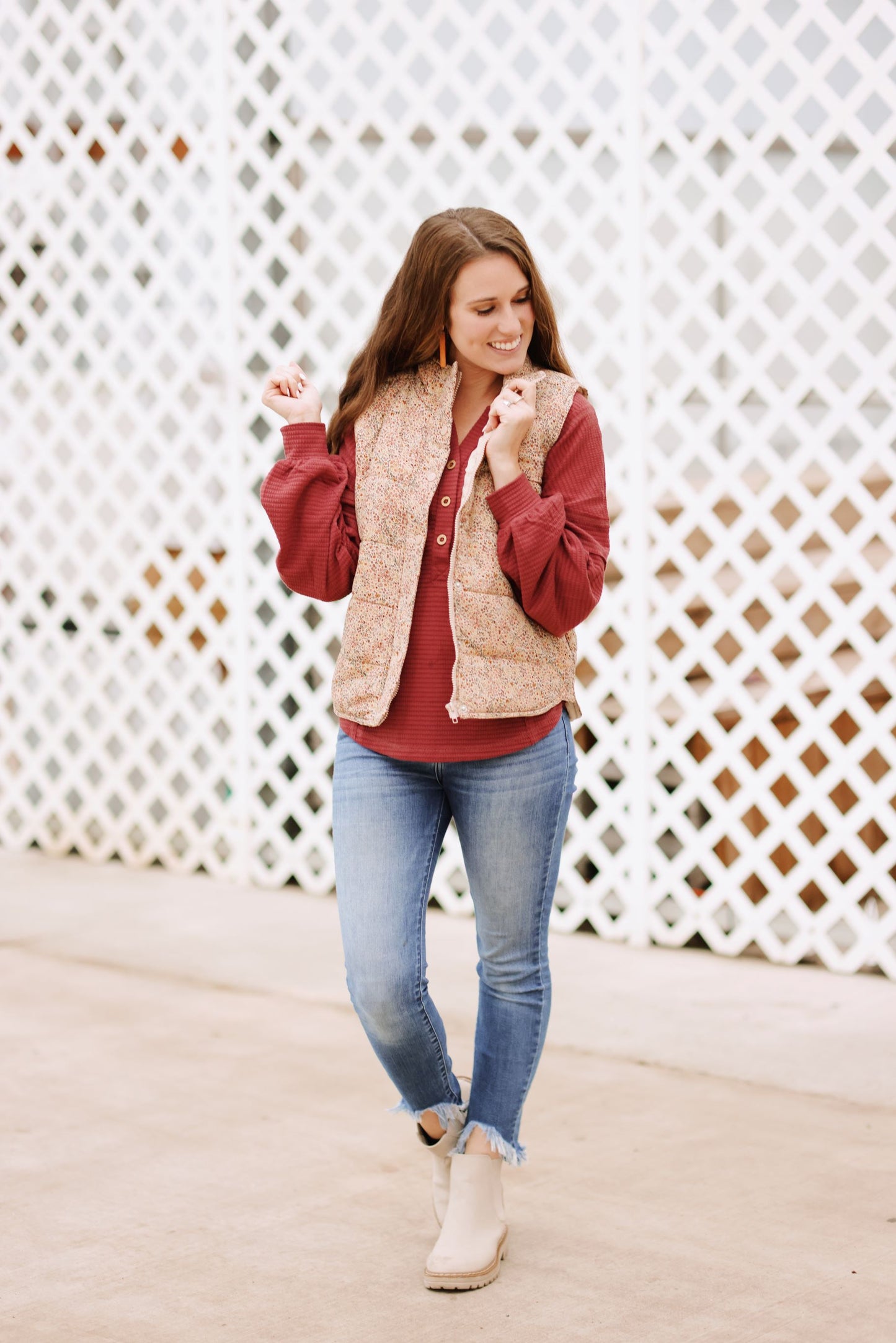 Simply Flourishing Floral Puff Vest