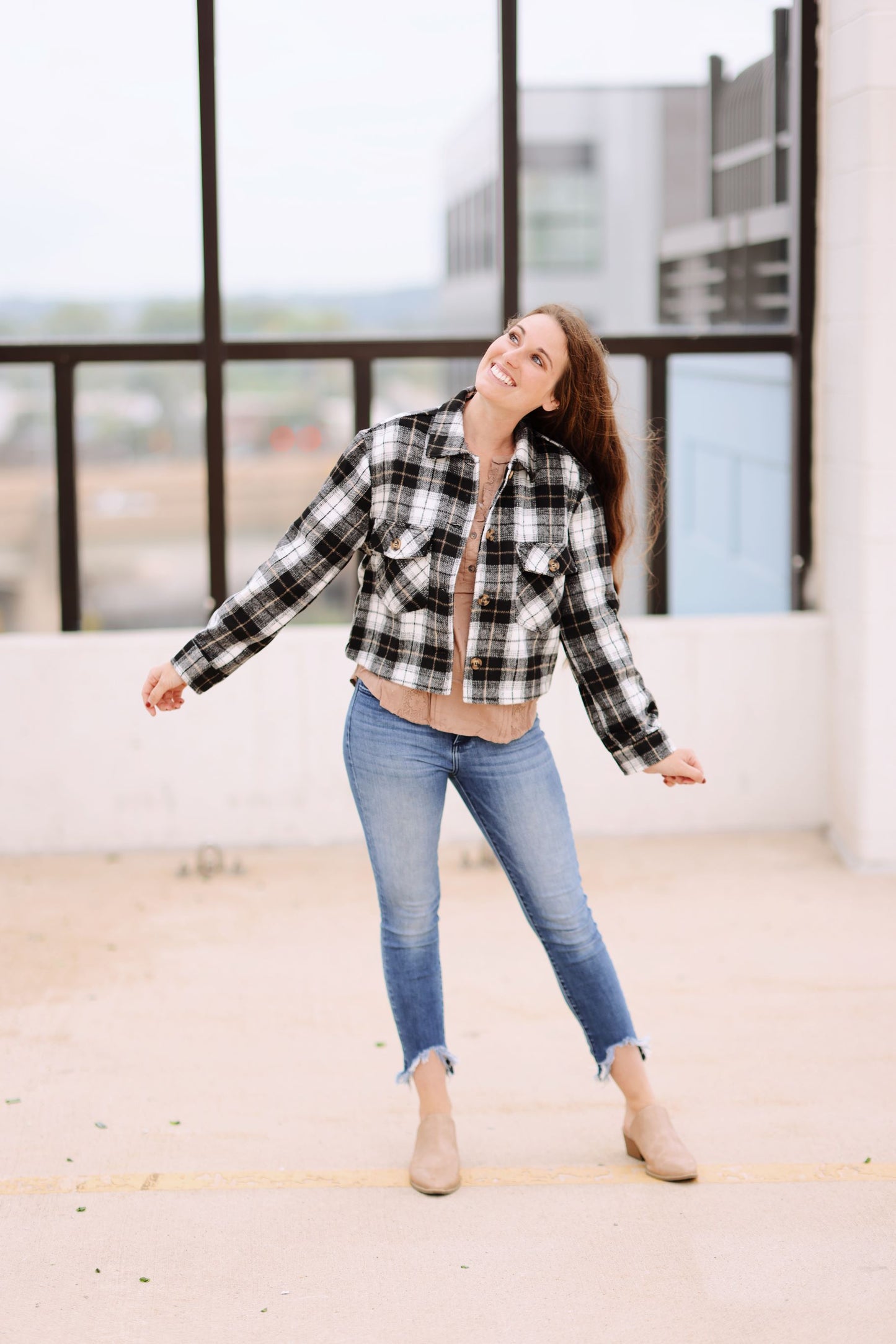 Breezy in Fall Shacket-Black Multi