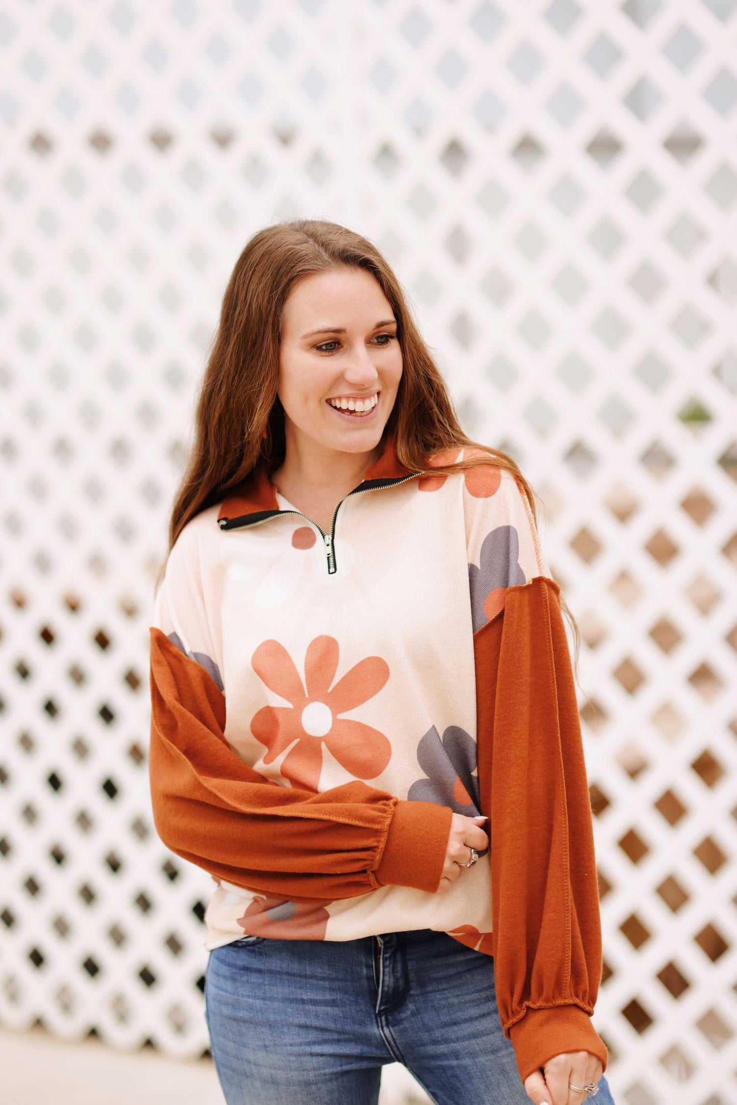 Better View Floral Half Zip Pullover