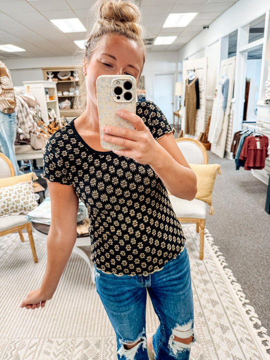 Sepia Blossom Lettuce Trim Top