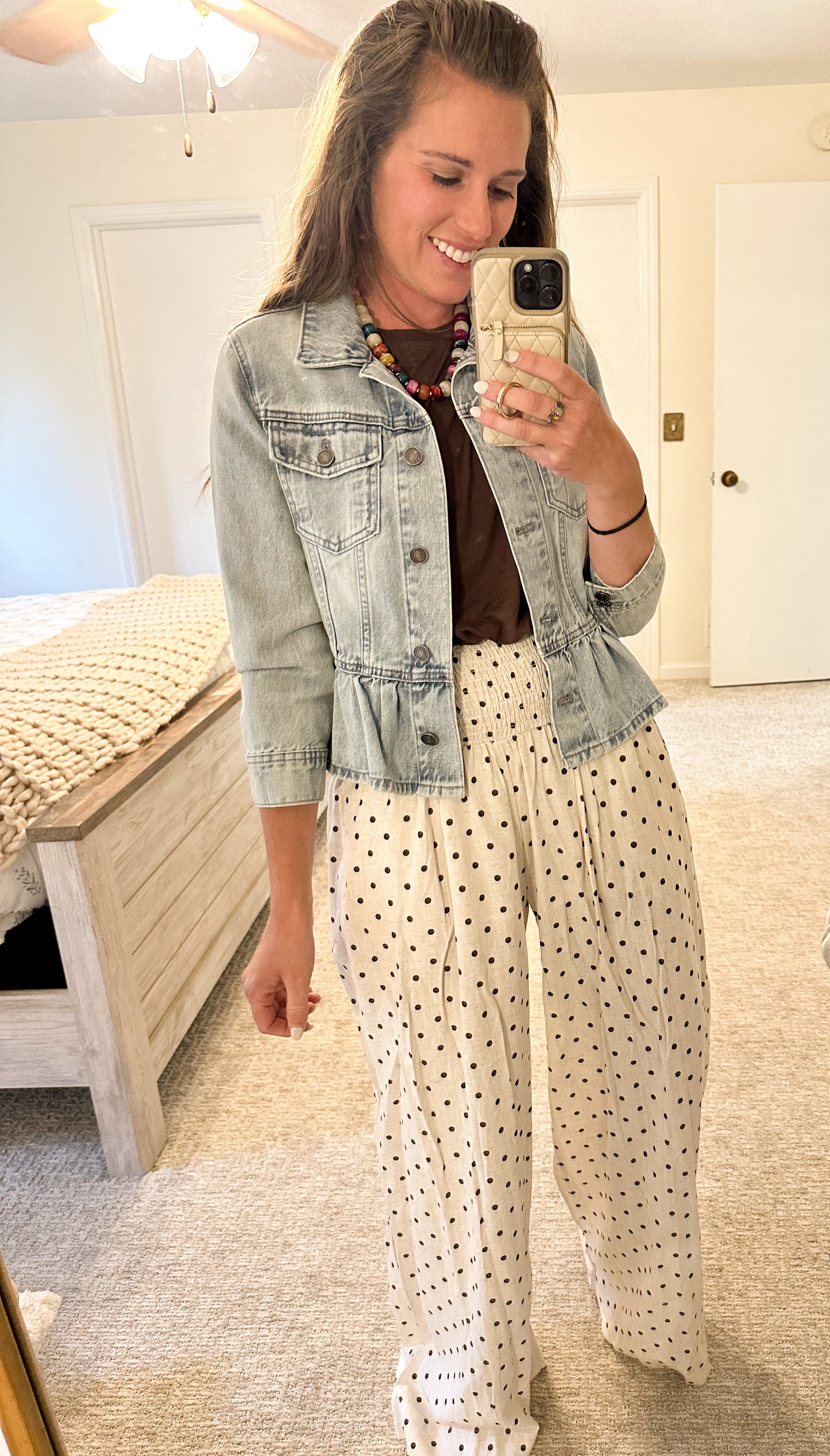 Dot Your Day Elastic Wide-Leg Pants