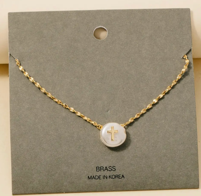 Fixed My Eyes On Him Cross Necklace