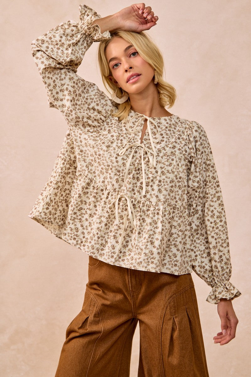 October Petals Peplum Blouse (S-XL)