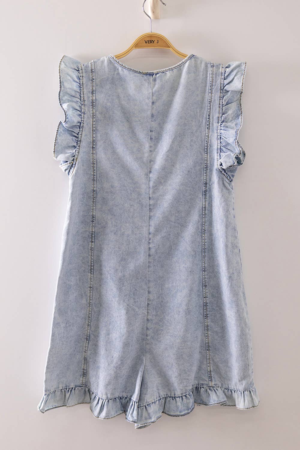 Harbor Breeze Ruffle Denim Romper