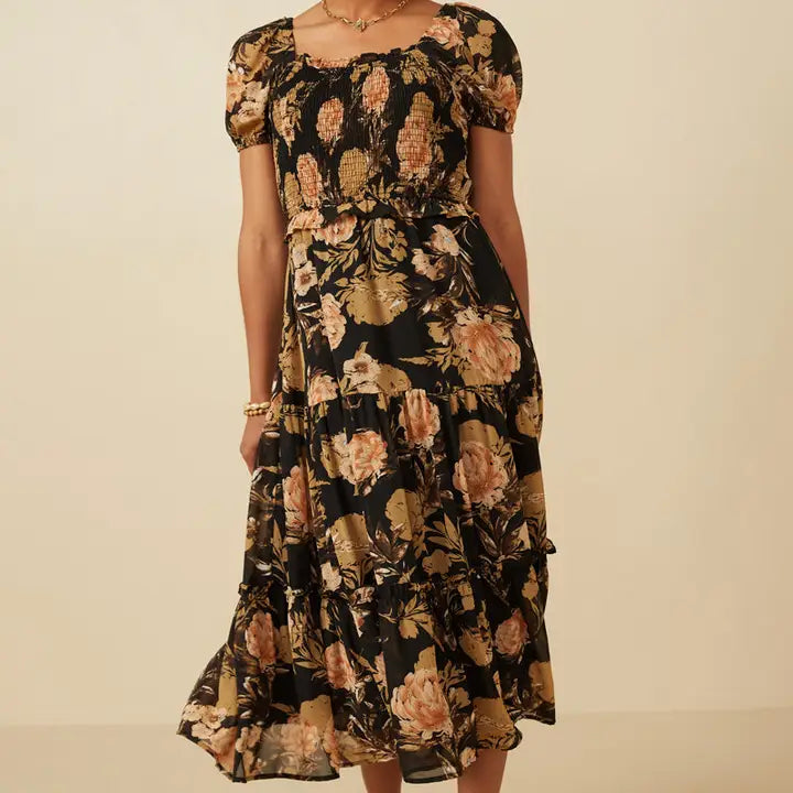 Petal & Poise Midi Dress