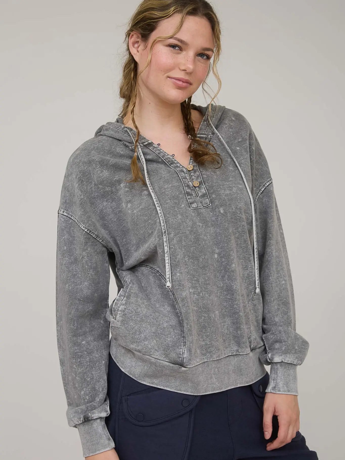 Cabin Season Hooded Sweater-Charcoal