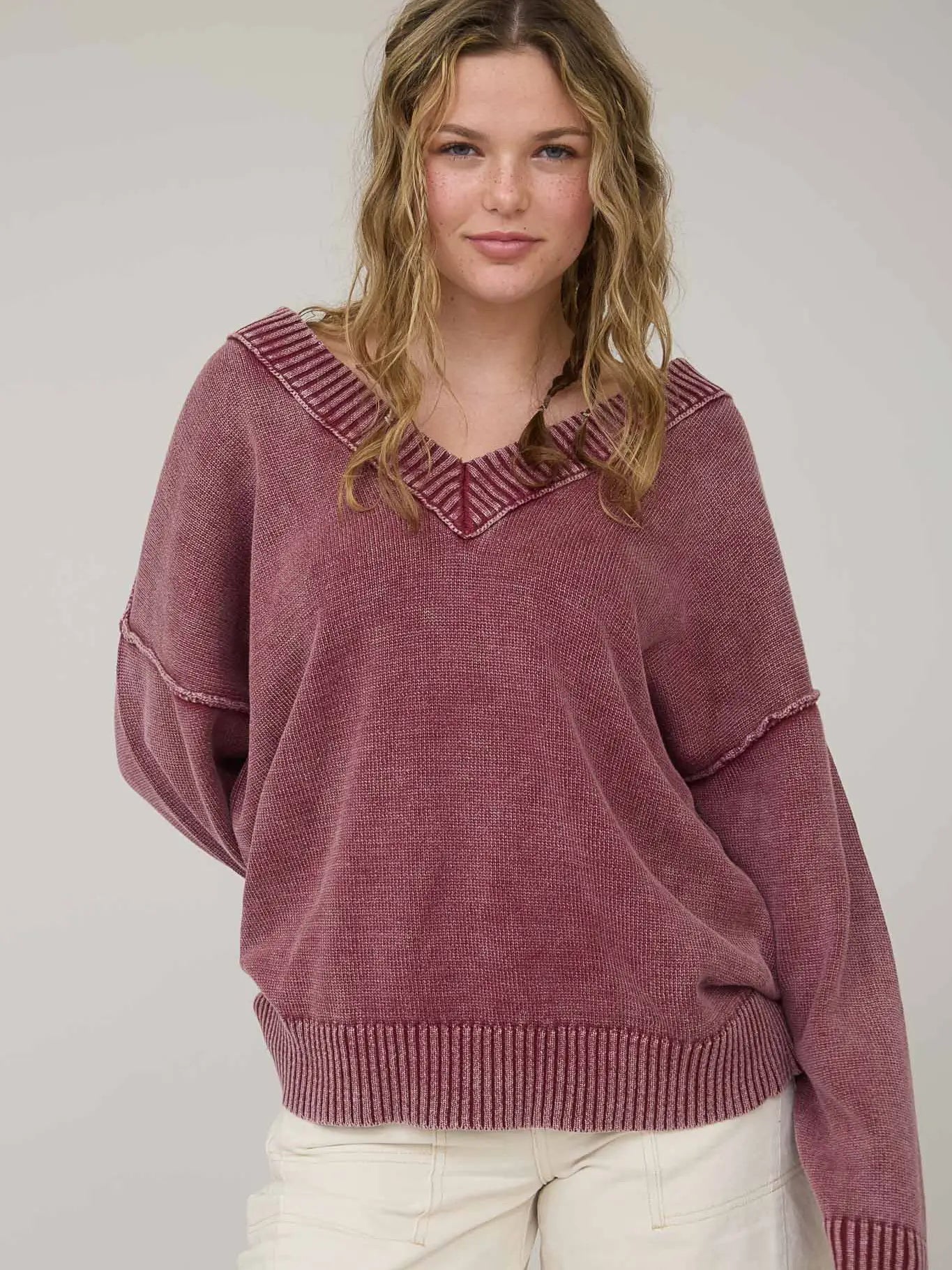Berry Haze V-Neck Sweater