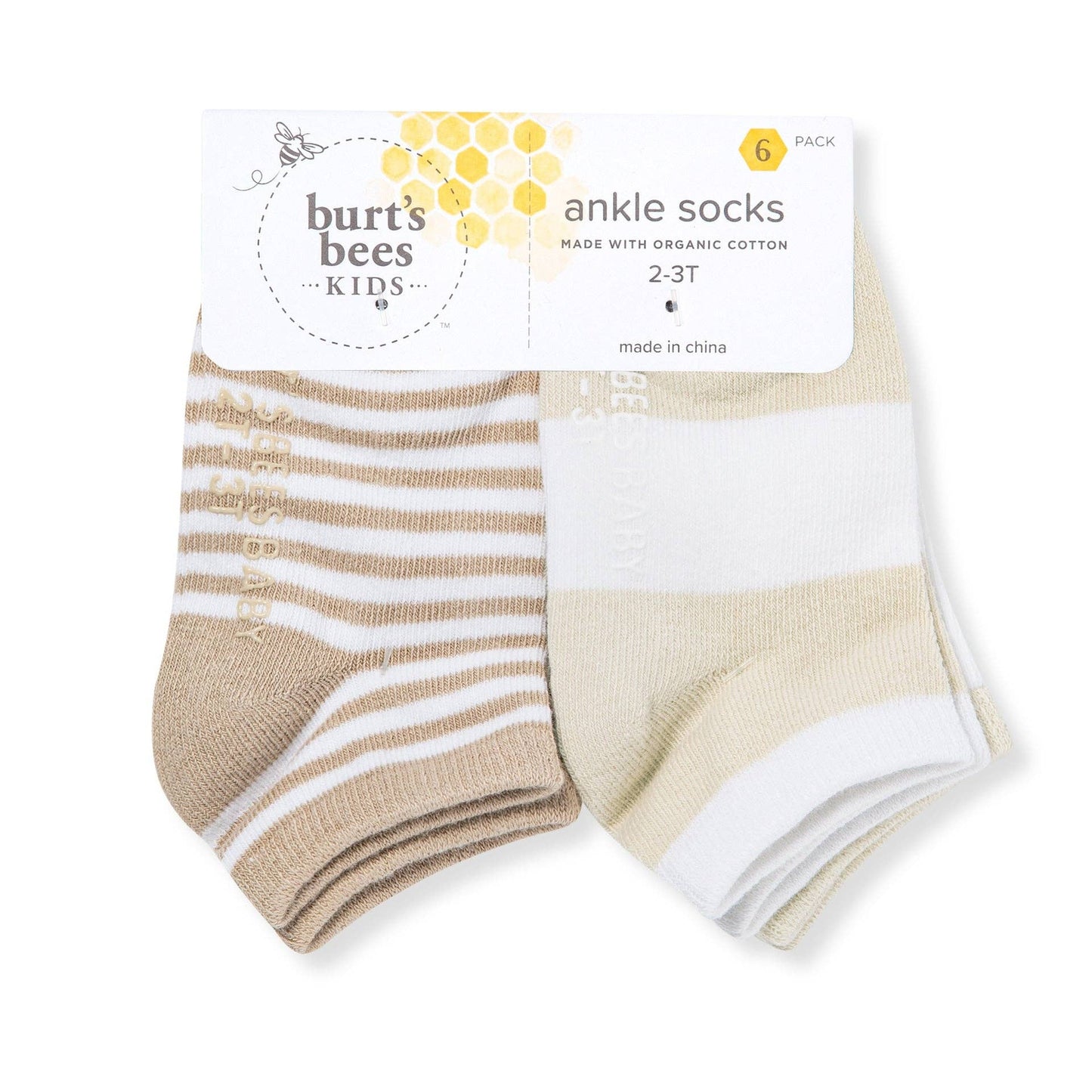 Solid & Stripes Organic Cotton Baby Ankle Socks 6 Pack - Oat
: Oat / 3-12 Months